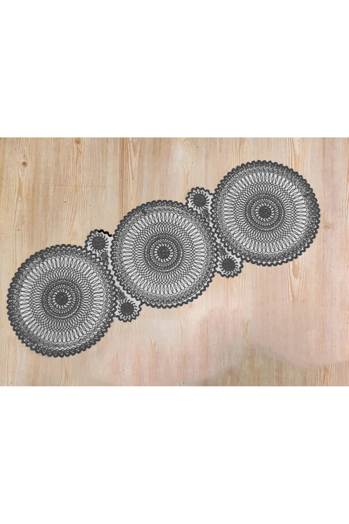 Runner Dantel Detaylı Füme Tek Runner - 115x35cm