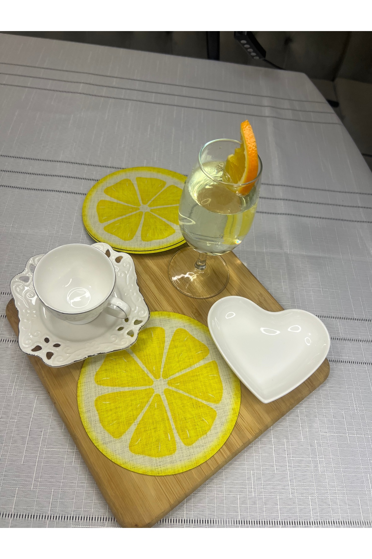 Yaz Esintisi Limon Tasarım Digital Baskı Leke Tutmaz Kumaş Kokteyl & Sunum Peçetesi 6 Adet