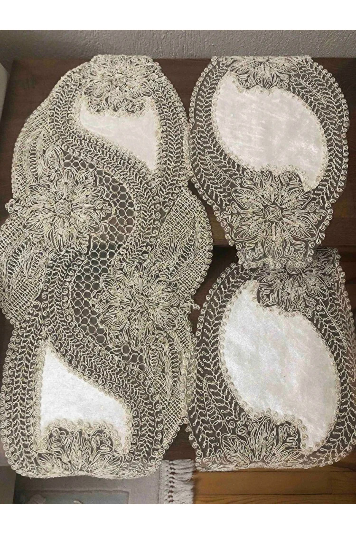3 Parça Salon Sehpa Takımı, Masa Örtüsü 3 Parça Takım