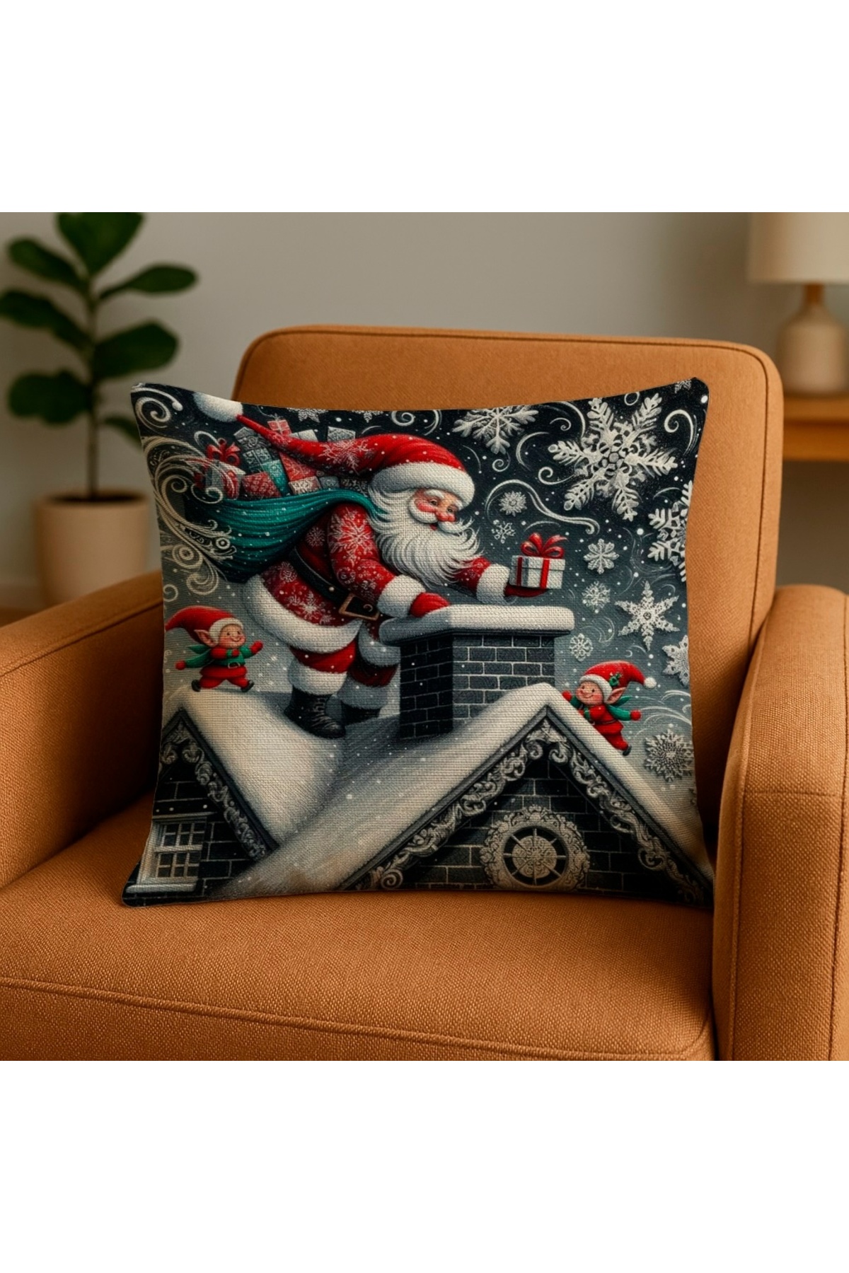 Digital Baskılı Christmas Desenli Dekoratif Kırlent Kılıfı 2'li Set