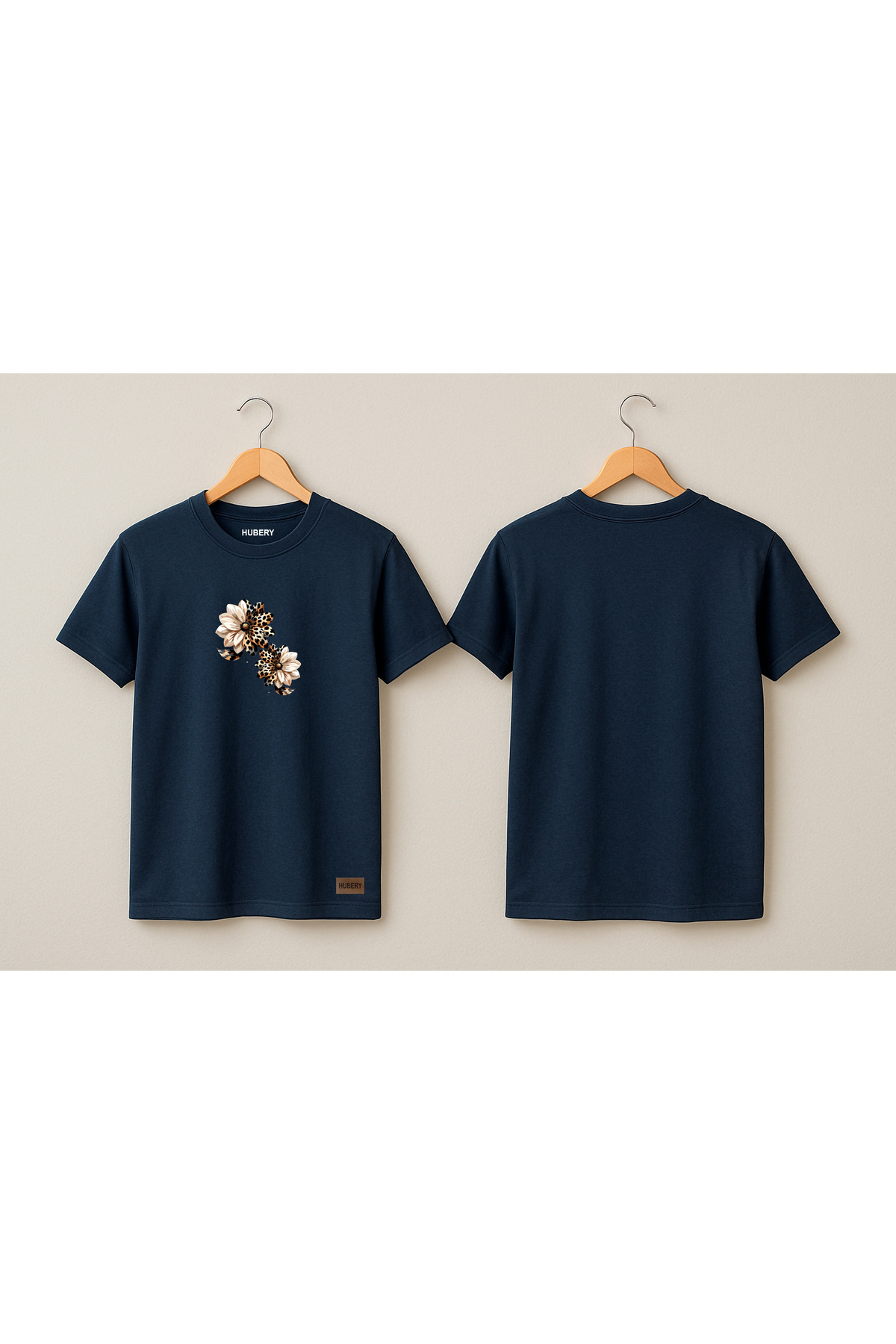 Kadın Relaxed Fit Tişört Leopar Desenli Çiçek Baskı – HUBERY