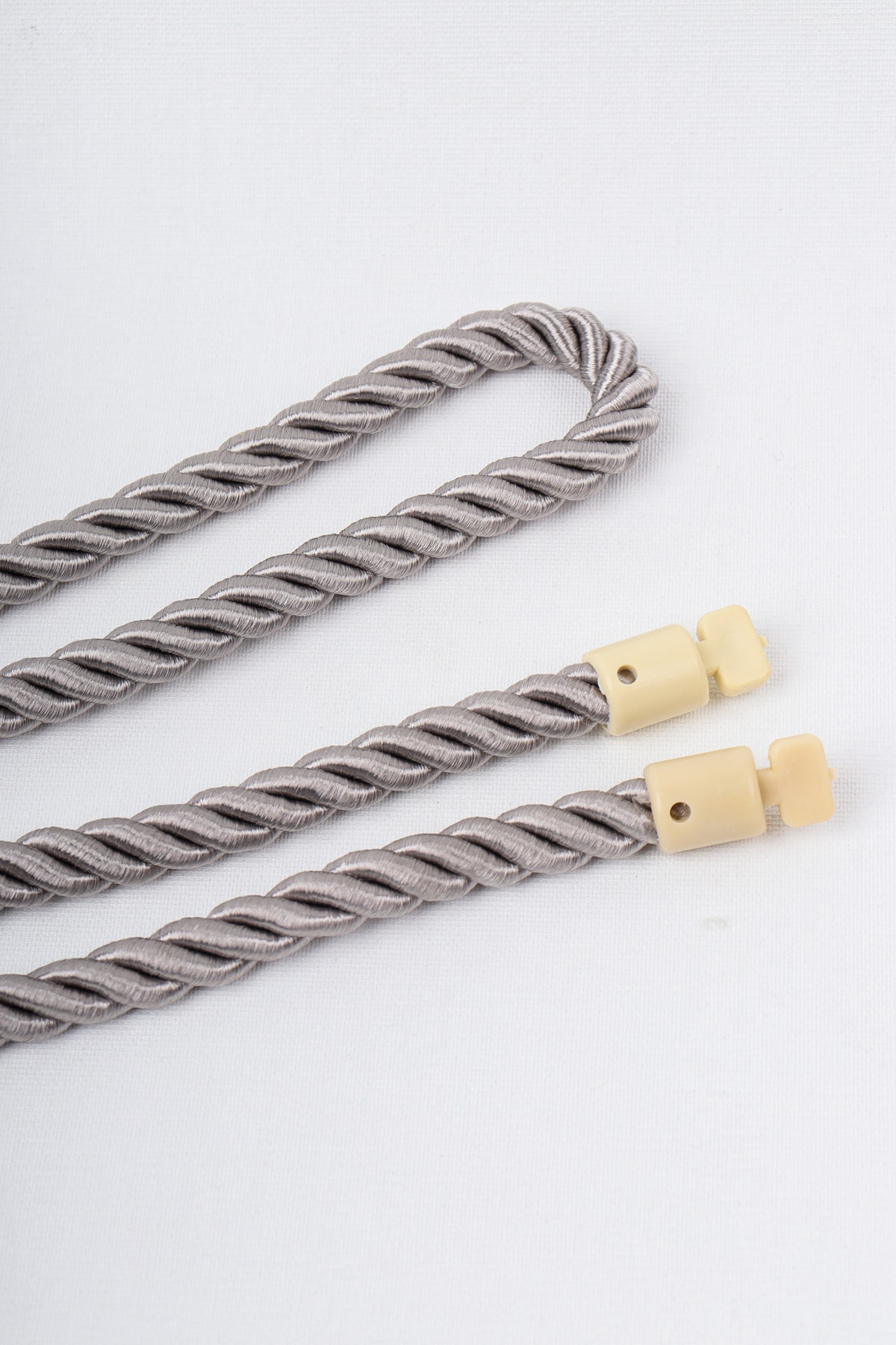 Gri Renk Klasik Kordon Kruvaze Tül Perde Fon Toplama Halat 300 Cm