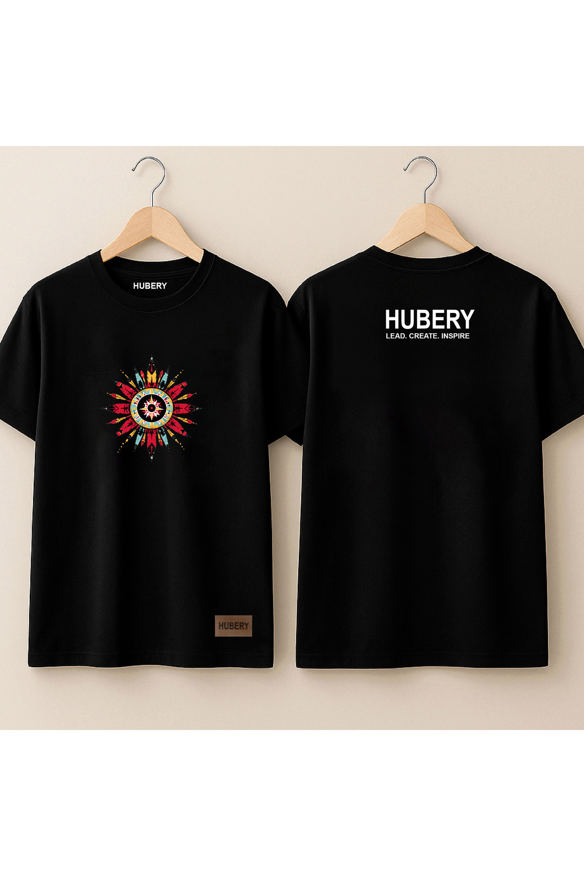 Erkek Tişört - %100 Pamuk - Etnik Mandala Desenli Tişört - HUBERY