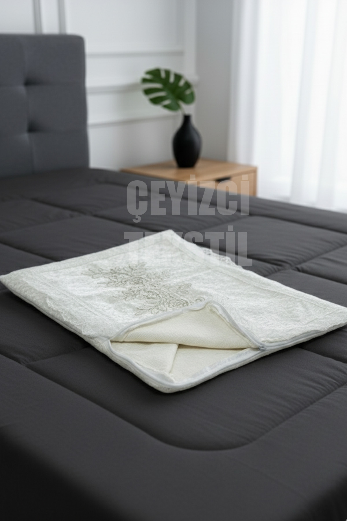 Fransız Güpürlü Kadife Bohça, Kadife Söz Nişan Hurcu Çeyizlik 3'lü Set Çeyizlik Hurç Seti Süngersiz