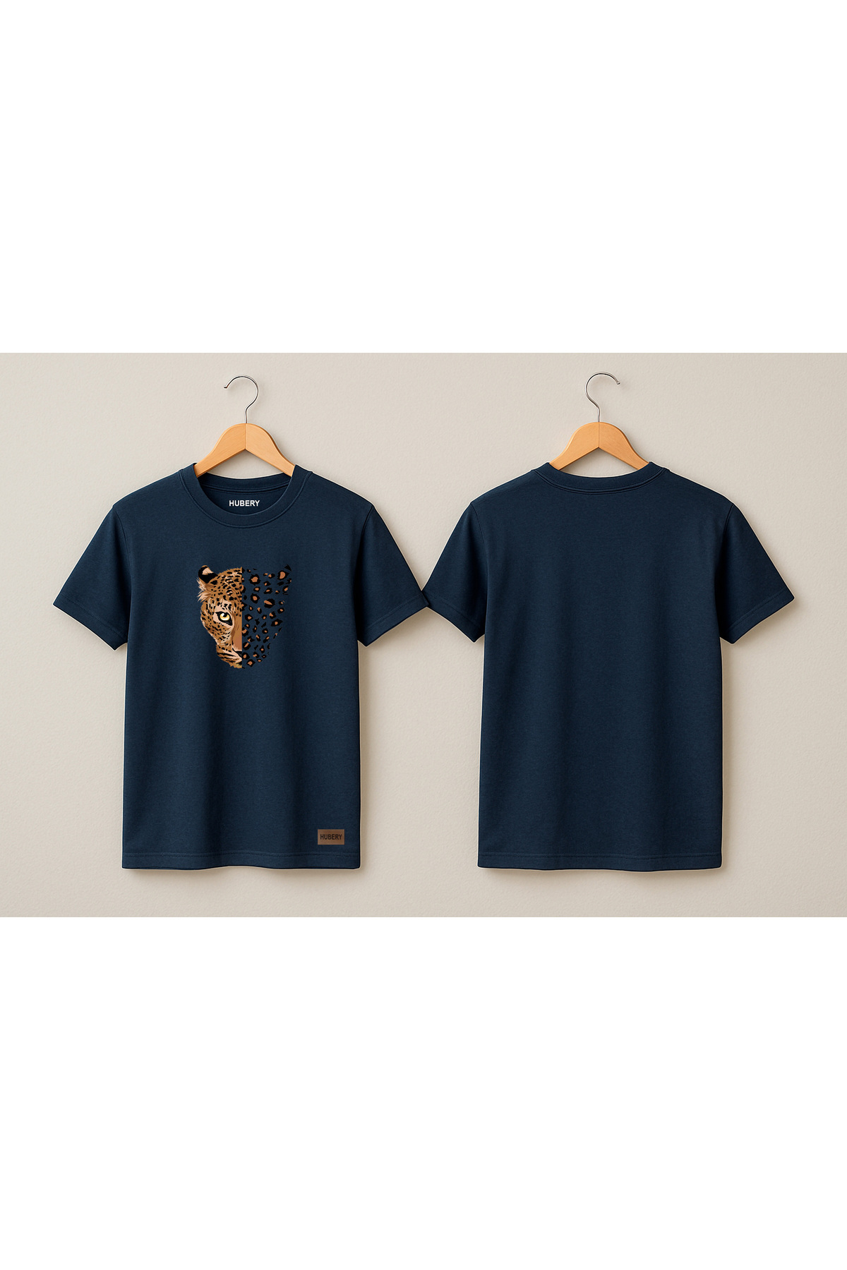 Kadın Relaxed Fit Tişört Leopar Yüz Desenli – HUBERY