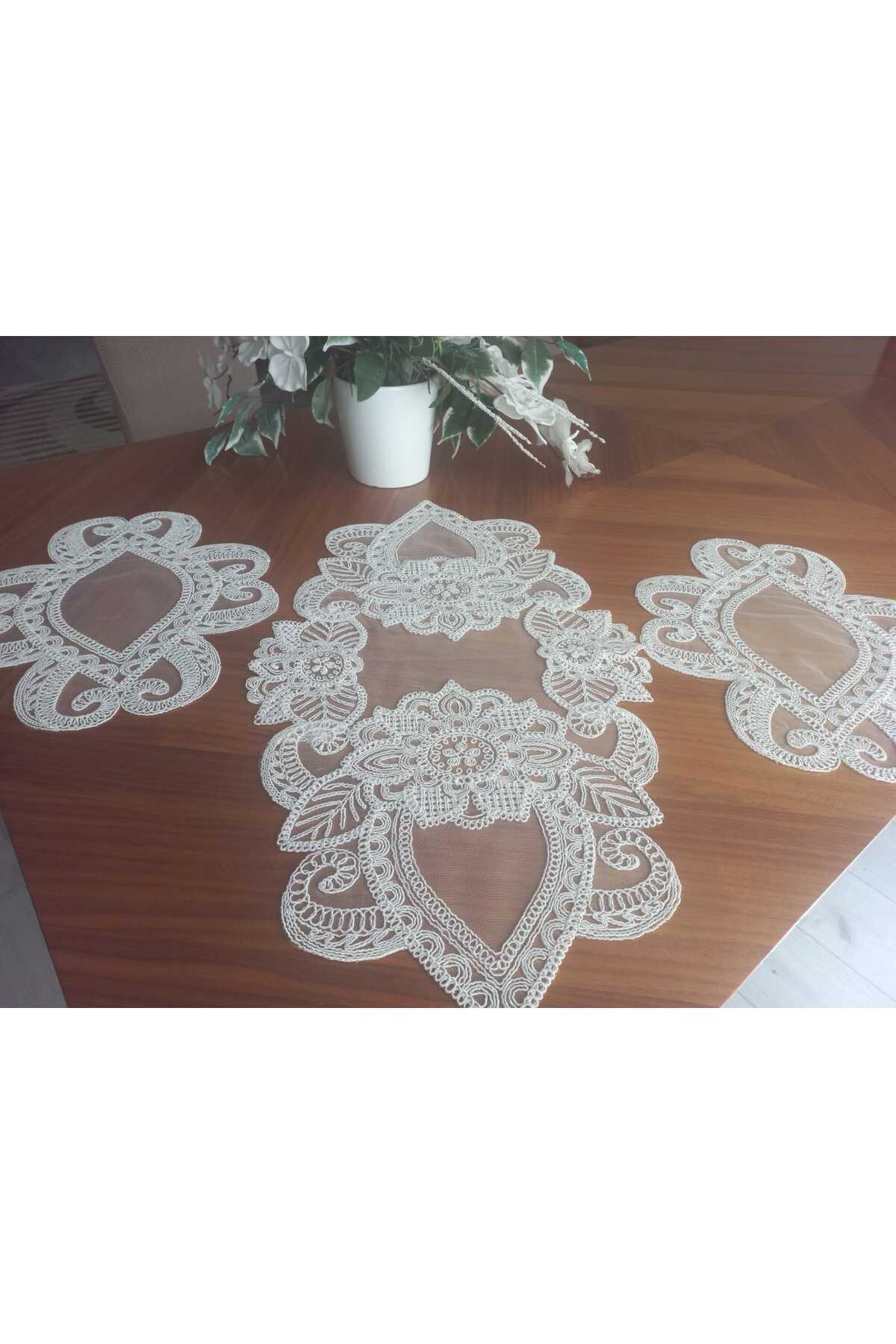 Salon Takımı, Yatak Odası 3 Parça Sehpa Örtüsü, Masa Örtüsü 3 Parça Oda Takımı