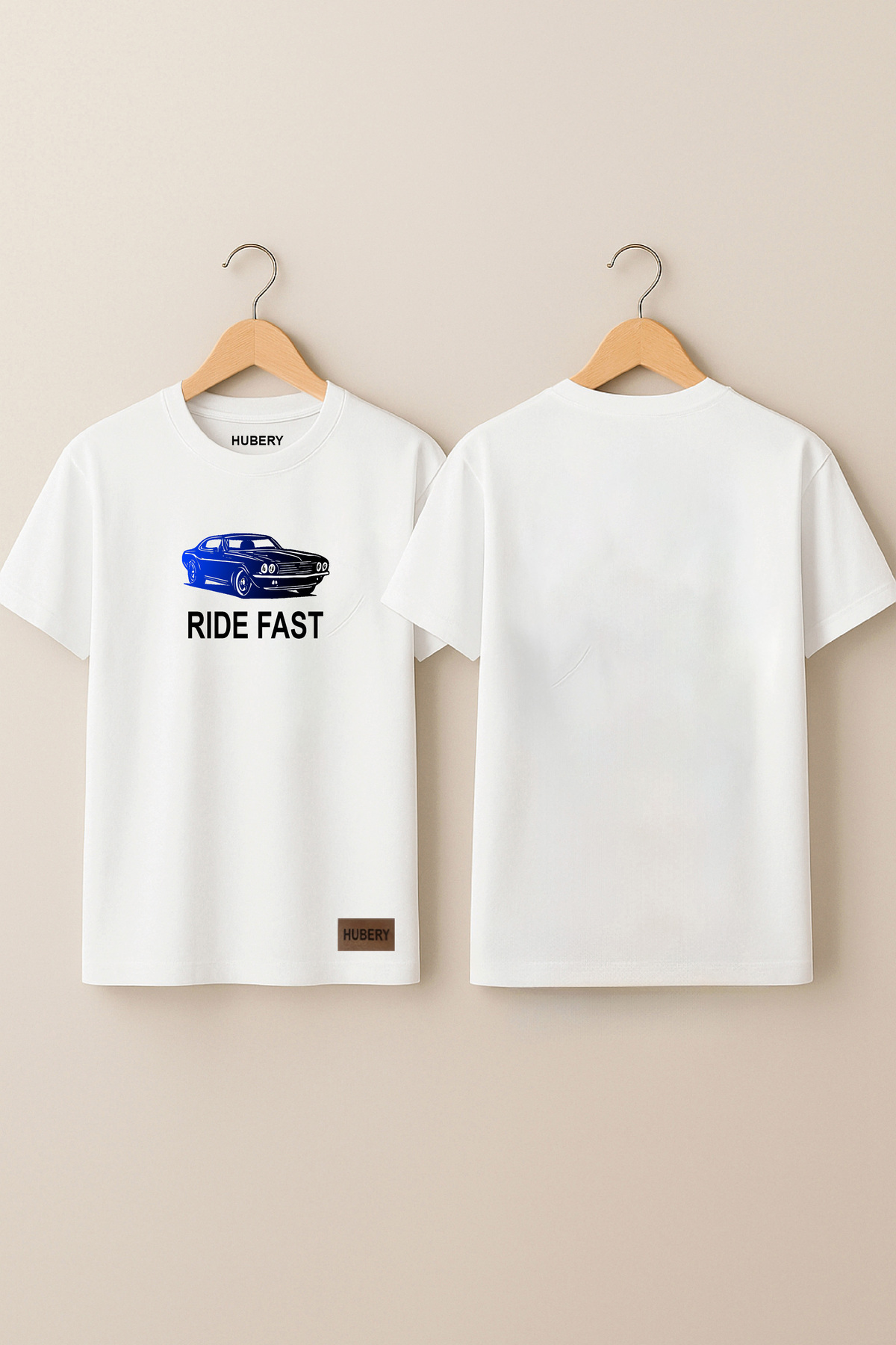 Erkek Tişört - %100 Pamuk - Ride Fast Araba Desenli Tişört - HUBERY
