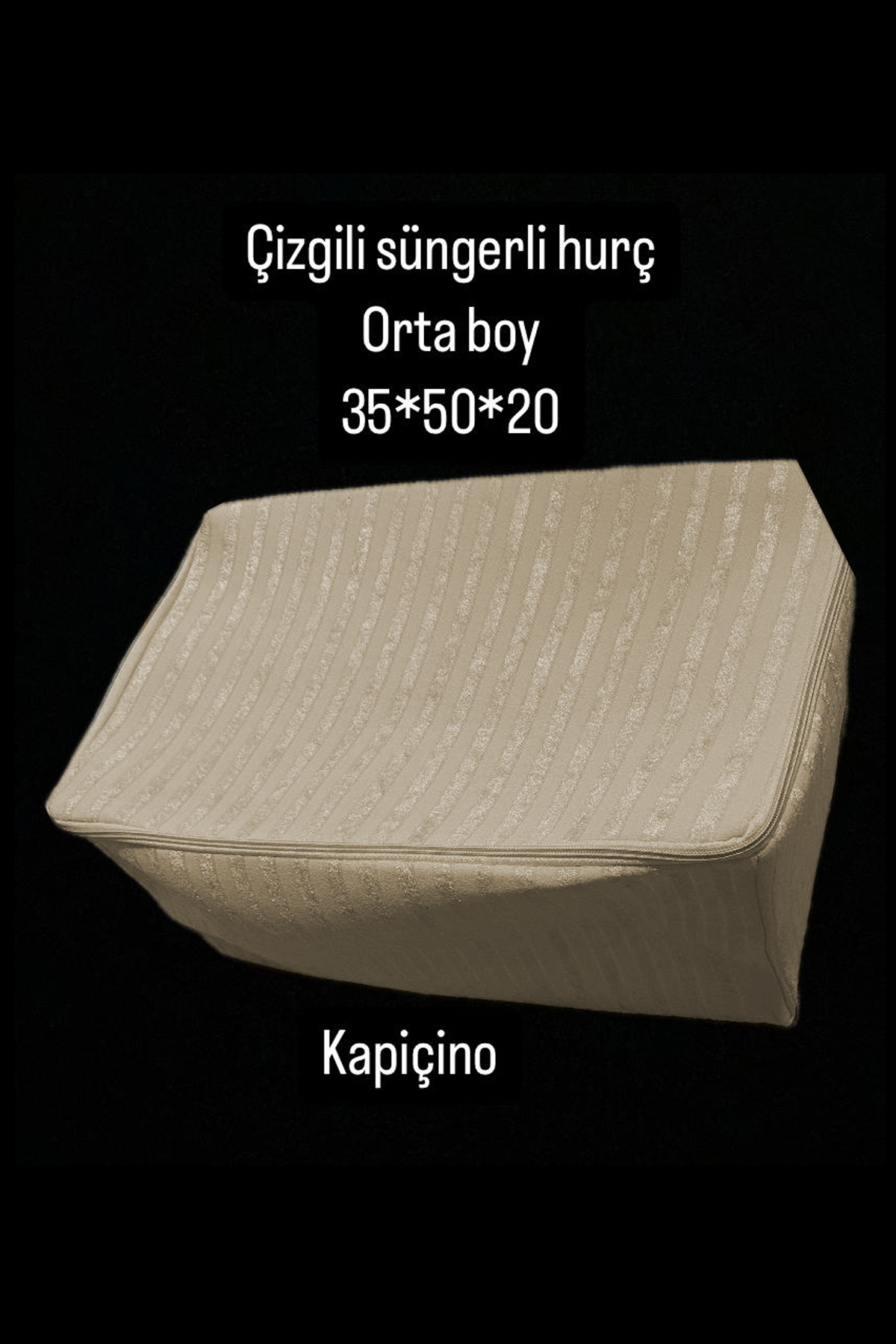 Çizgili Süngerli Hurç 3lü Kadife Süngerli Hurç - KAPUÇİNO