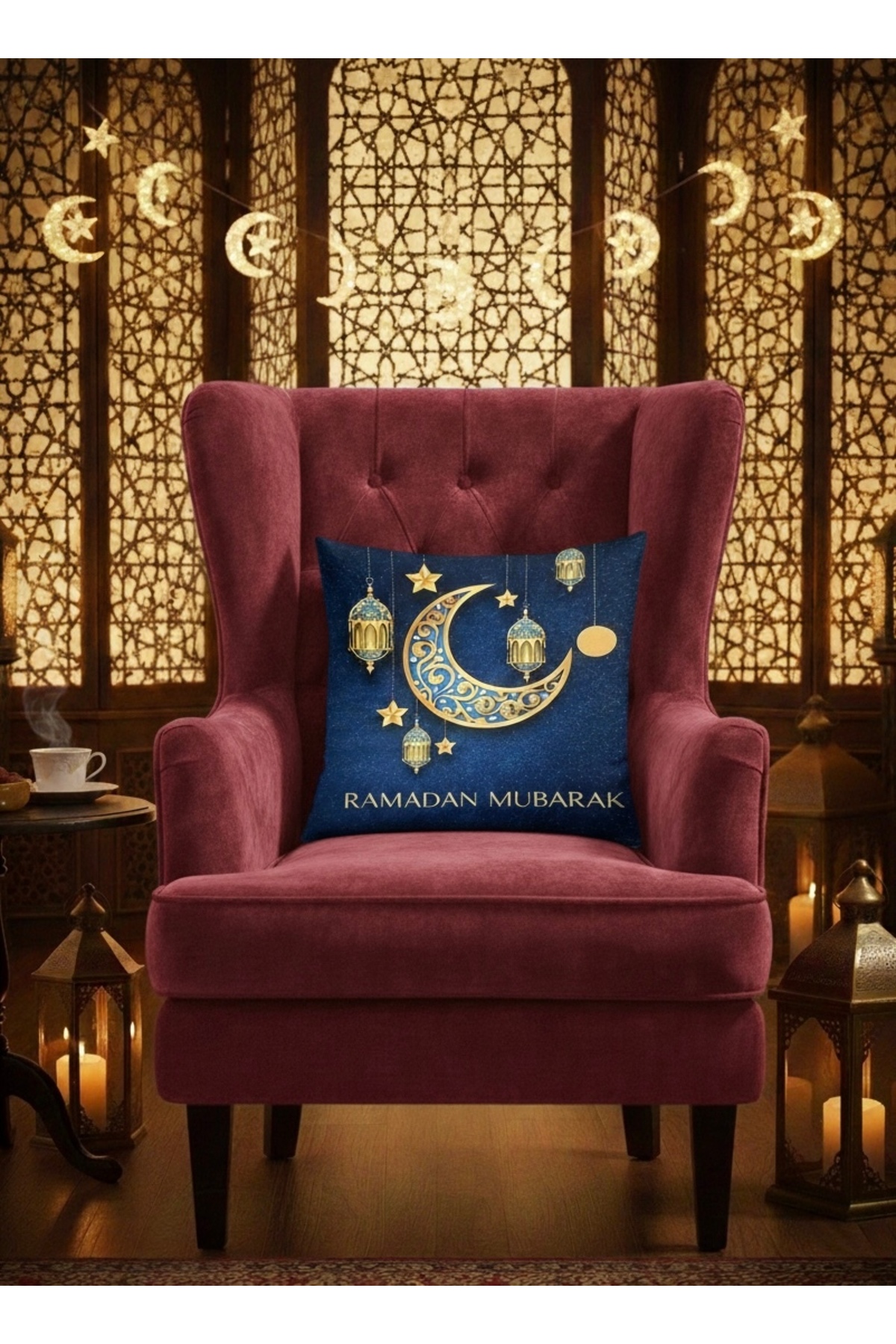 Digital Baskılı Ramazan Temalı Dekoratif Kırlent Kılıfı