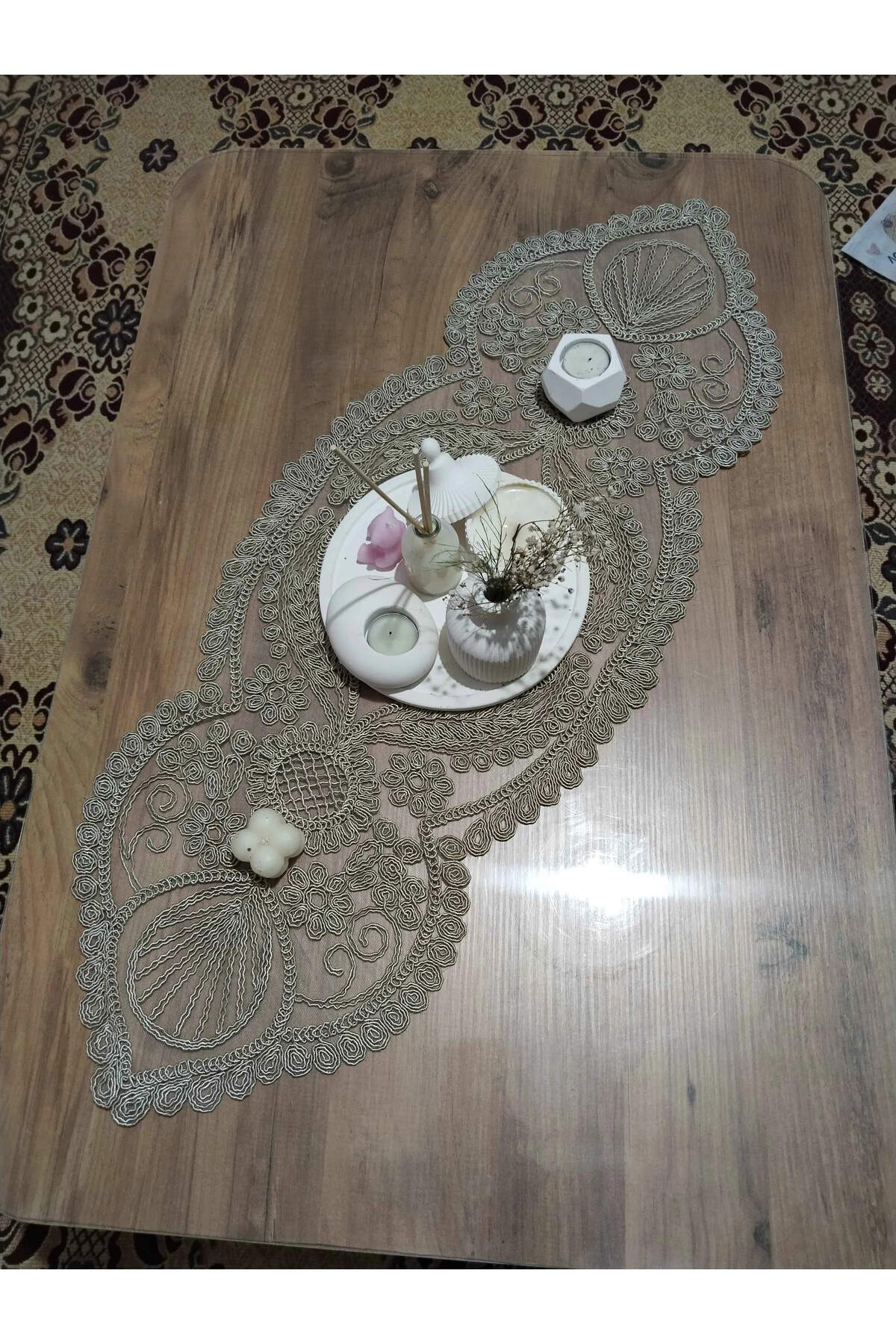 Salon Takımı, Yatak Odası 3 Parça Sehpa Örtüsü, Masa Örtüsü 3 Parça Oda Takımı