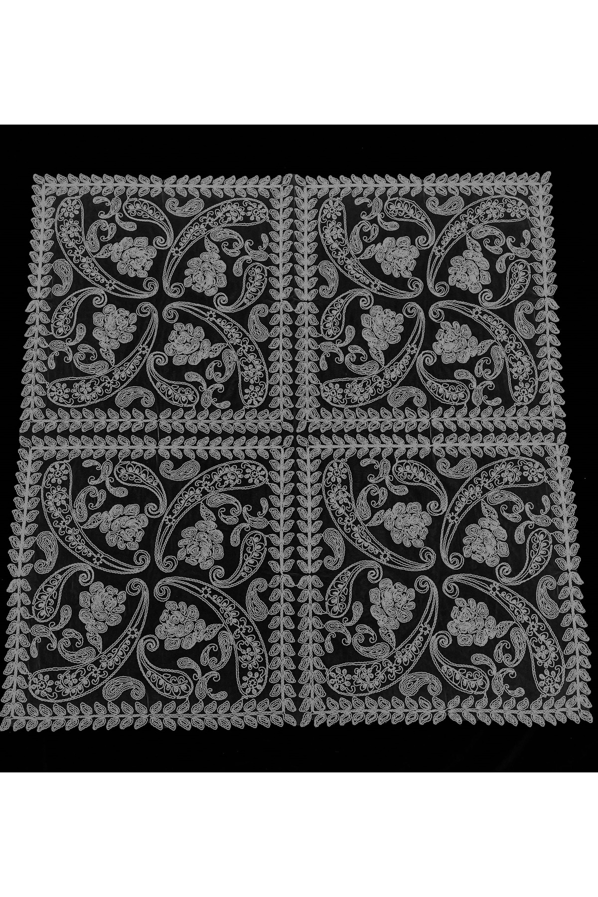 Fransız Dantel Tek Fiskos 100x100cm, Sehpa Örtüsü Fiskos