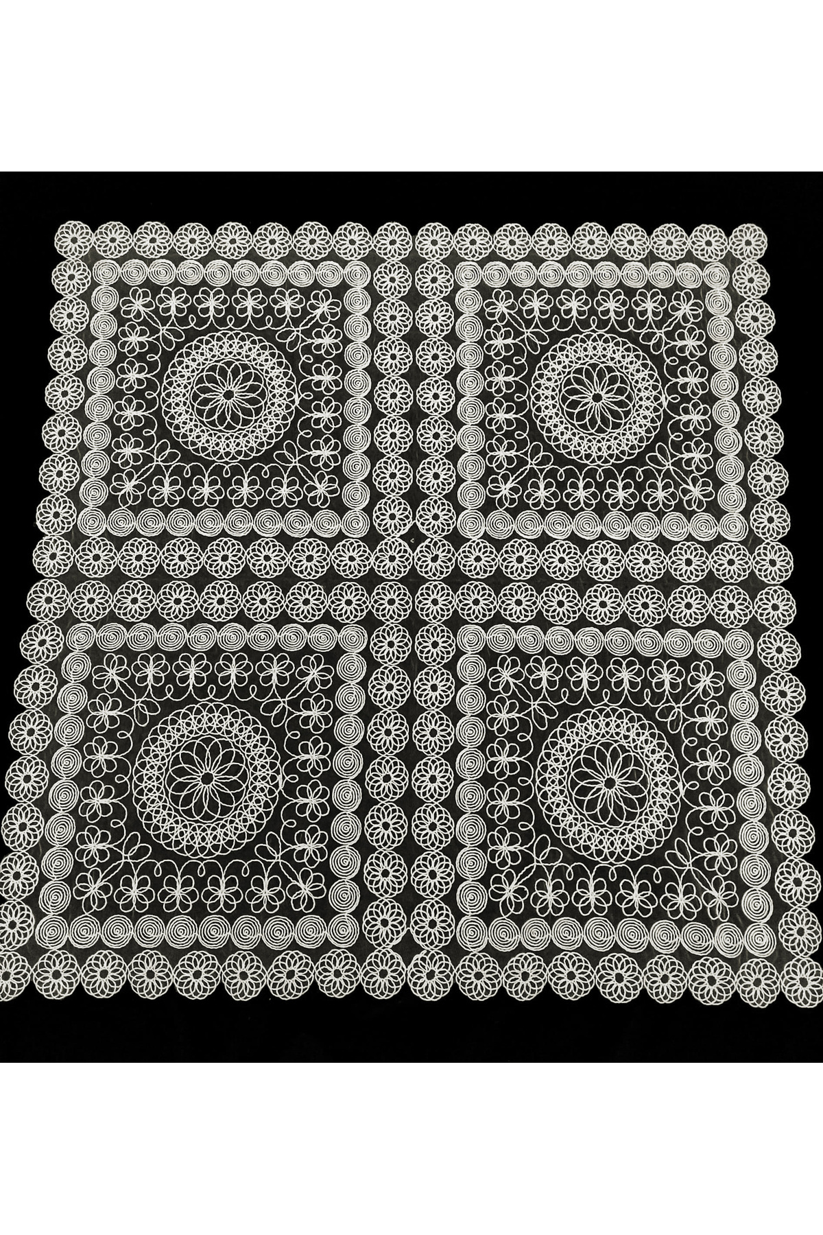 Fransız Dantel Tek Fiskos 100x100cm, Sehpa Örtüsü Fiskos