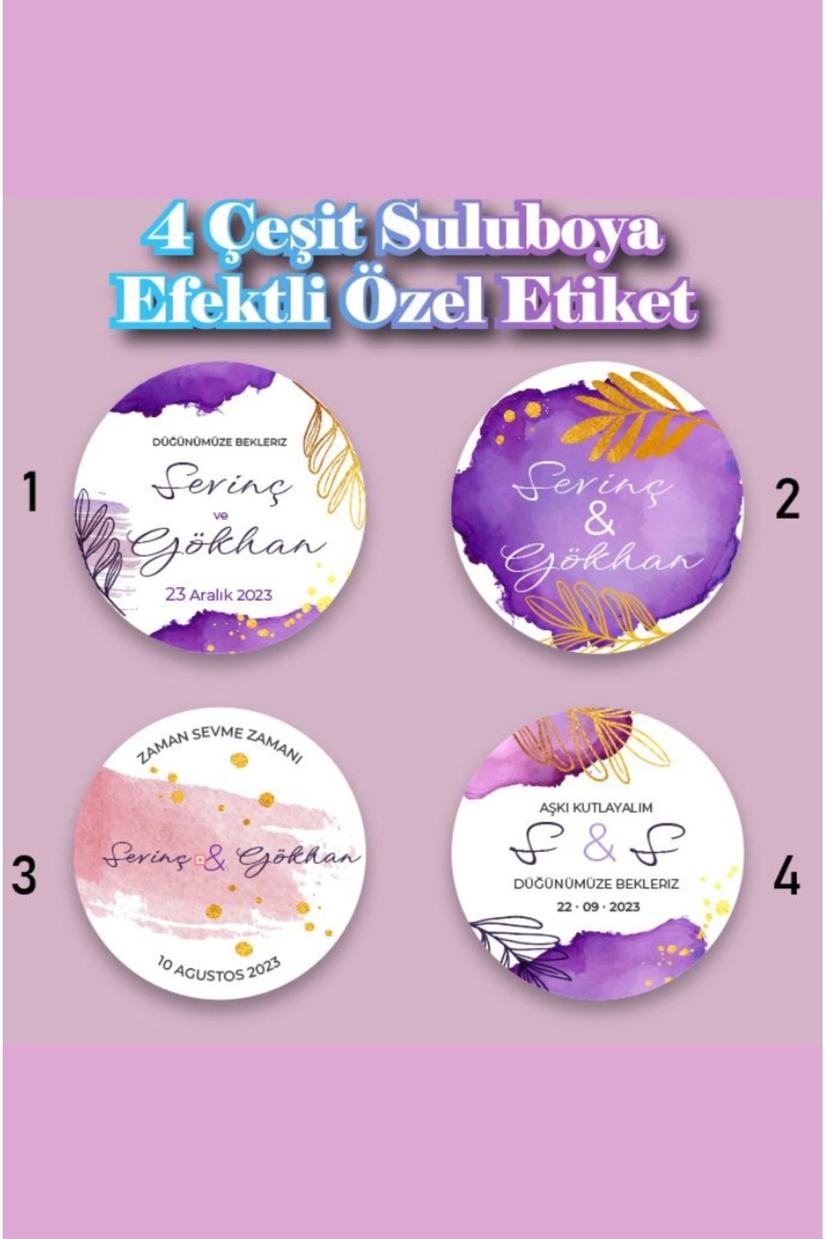 Kişiye Özel Kına-Nişan-Söz-Nikah-Düğün Etiketi-Özel Kesim Etiket 50 Adet 3,5x3,5cm
