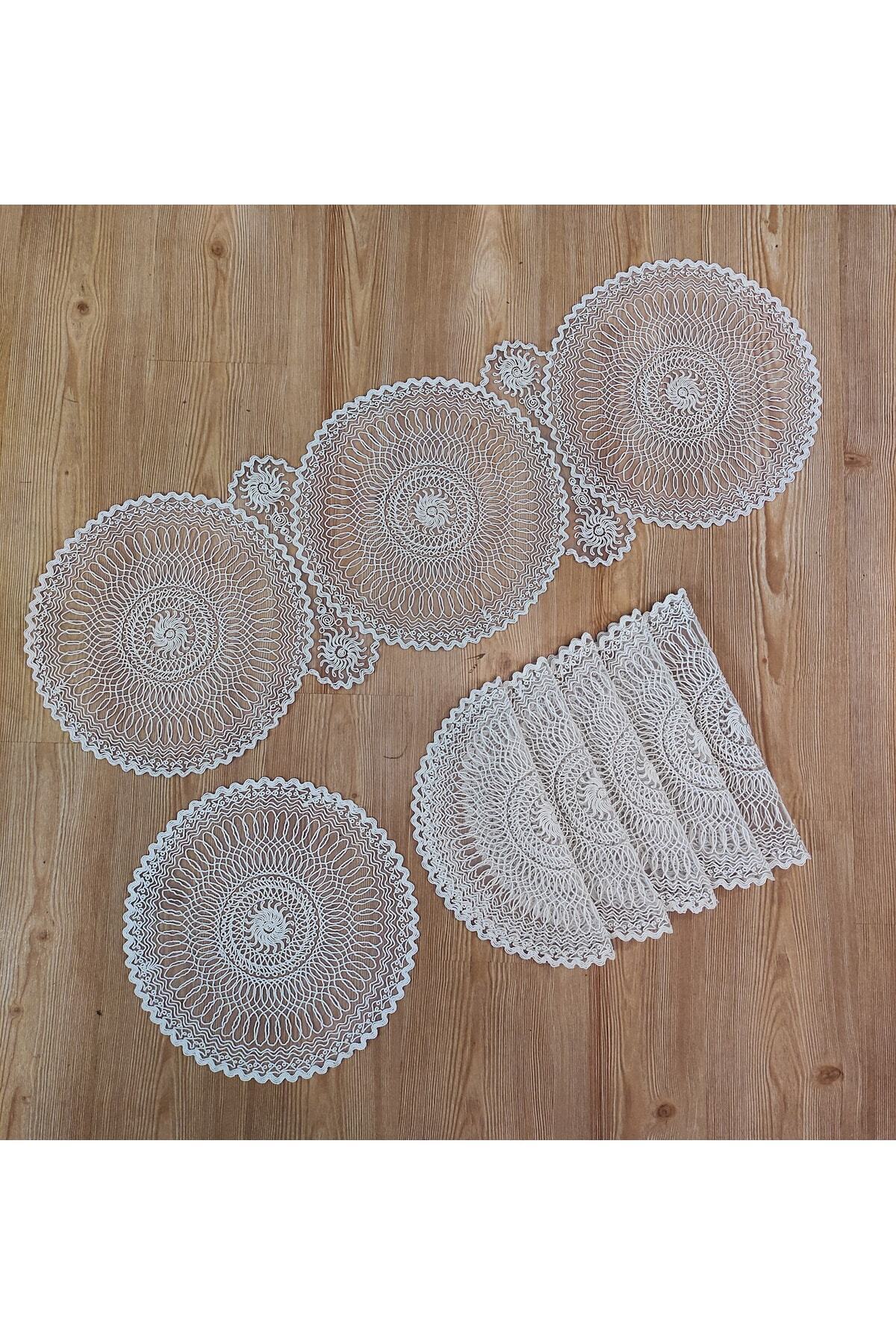 Yemek Masası Örtüsü Runner Ve Supla - 1 Runner-6 Supla Ekru