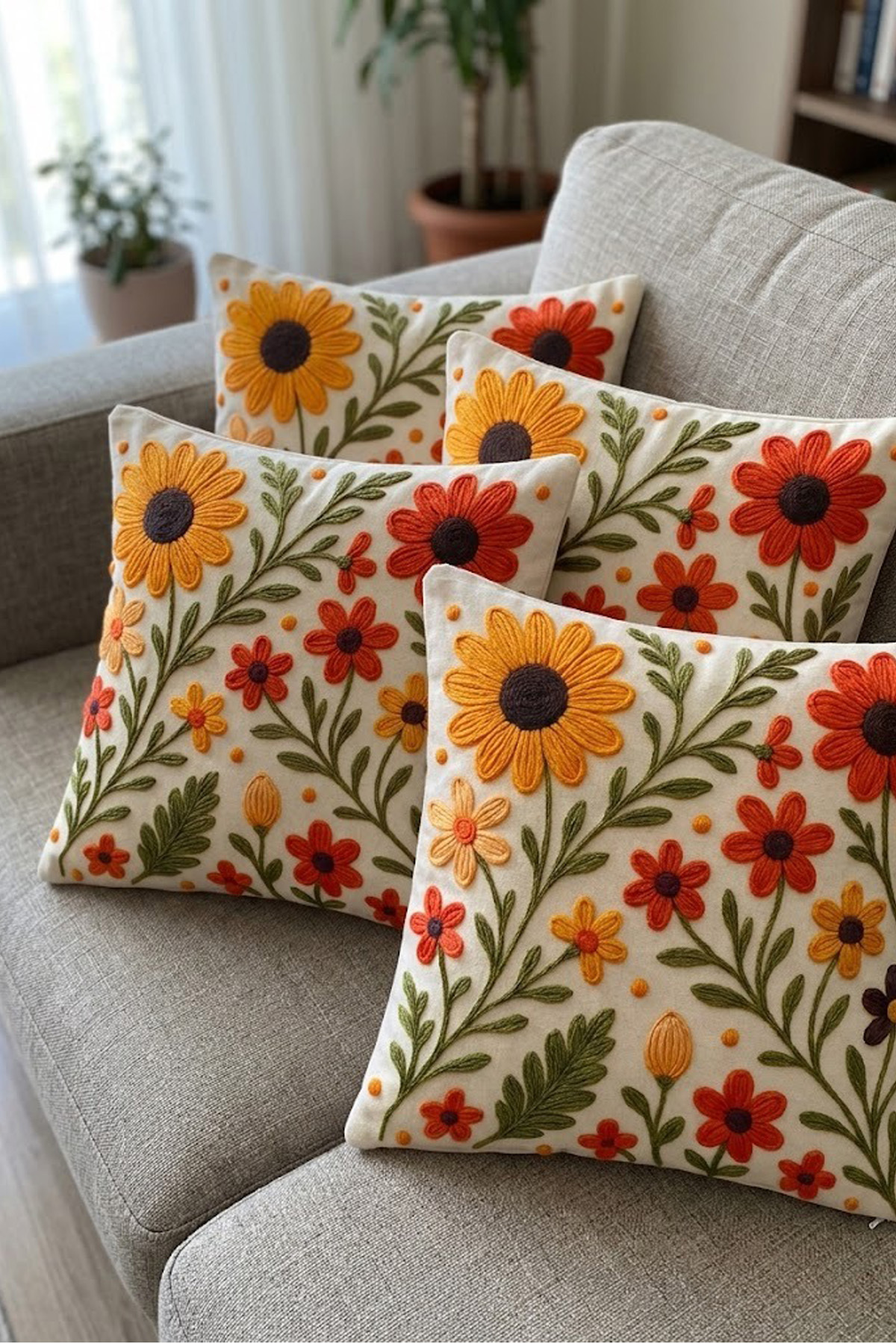 4lü Kırlent Kılıfı, Dijital Baskılı Çift Taraflı Kırlent Kılıfı 45x45cm