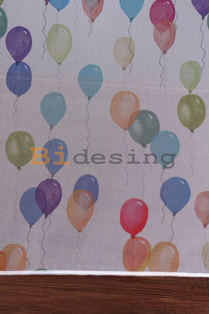 Genç - Çocuk Odası Renkli Balon Desenli Tül Perde 
