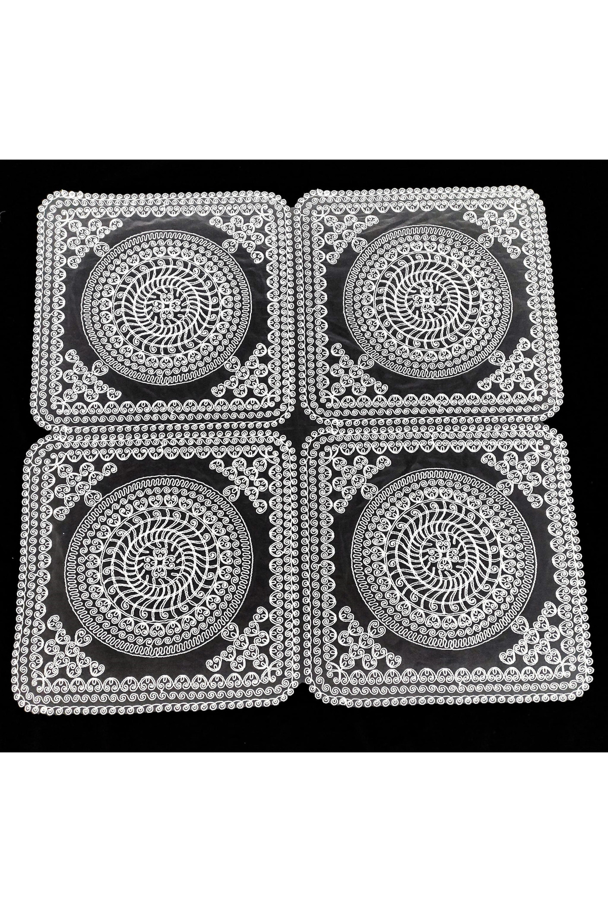 Fransız Dantel Tek Fiskos 100x100cm, Sehpa Örtüsü Fiskos