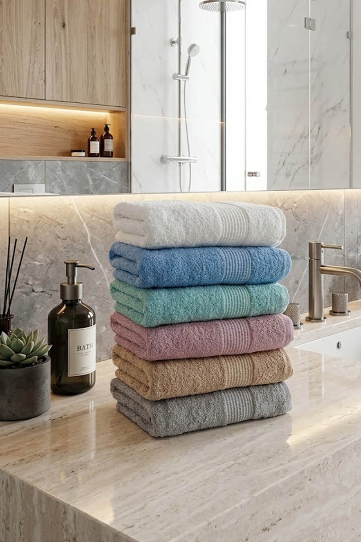 6'lı Karışık Kadife El Havlusu - 50x90 Cm Spa Ve Otel Havlusu