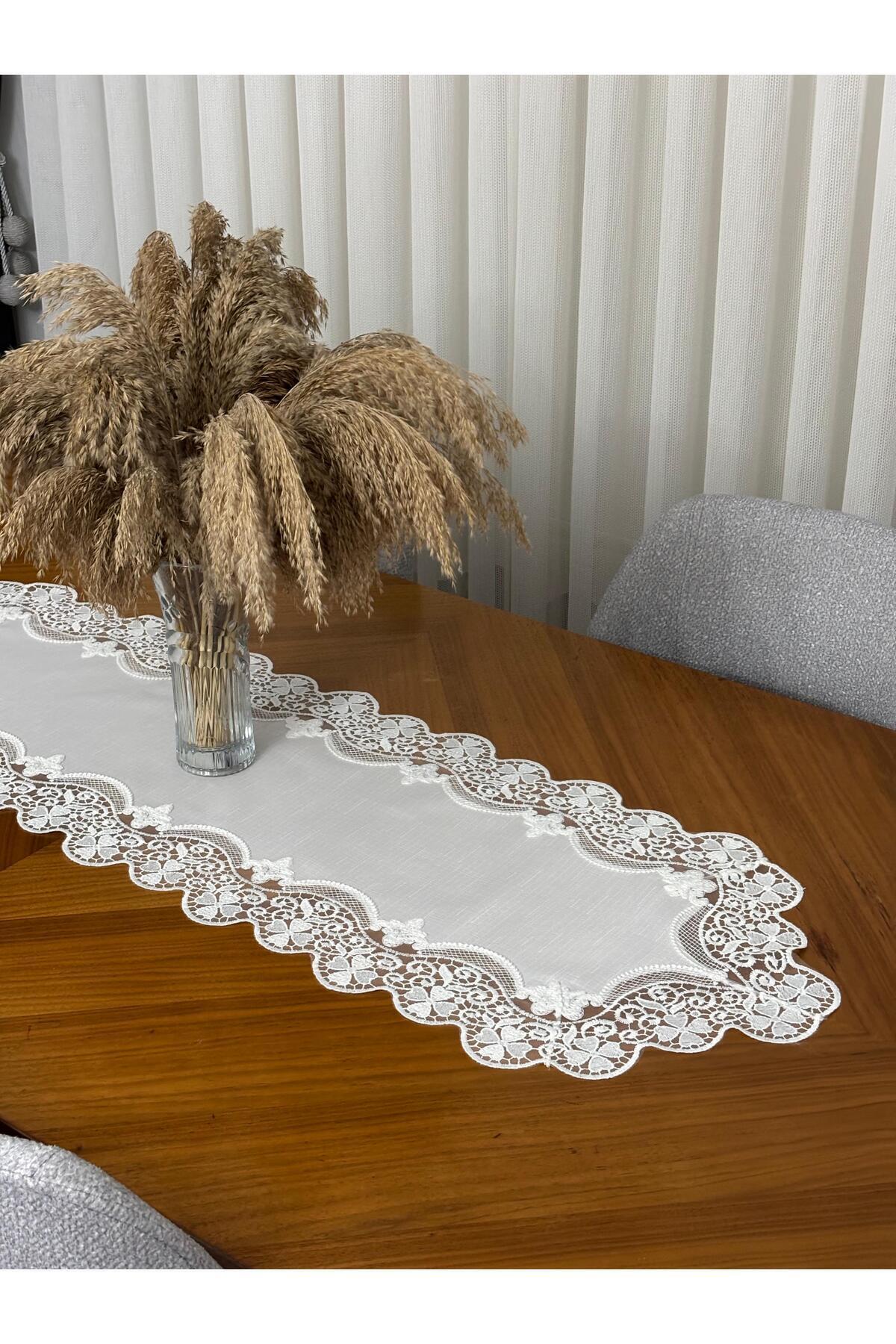 Masa Örtüsü Yemek Takımı 12 Kişilik 26 Parça Fransız Dantelli – Ekru1