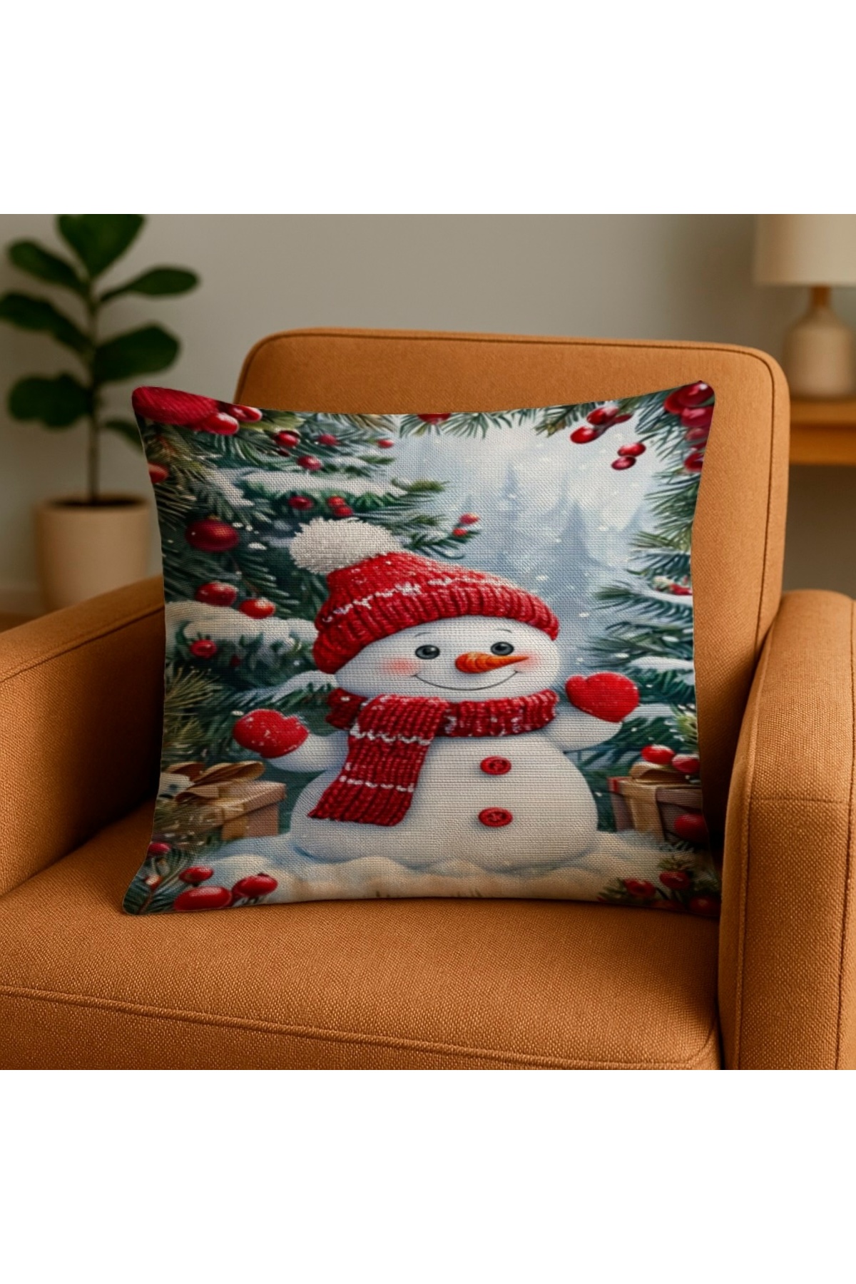 Digital Baskılı Christmas Desenli Dekoratif Kırlent Kılıfı 2' li Set