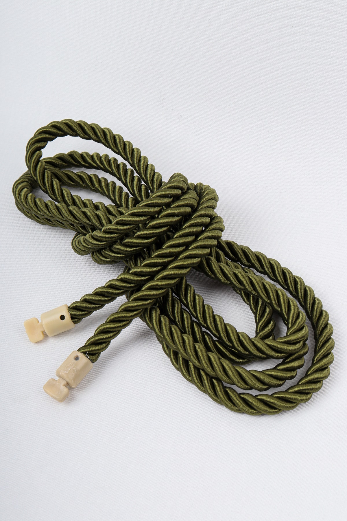 Yeşil Renk Klasik Kordon Kruvaze Tül Perde Fon Toplama Halat 400 Cm
