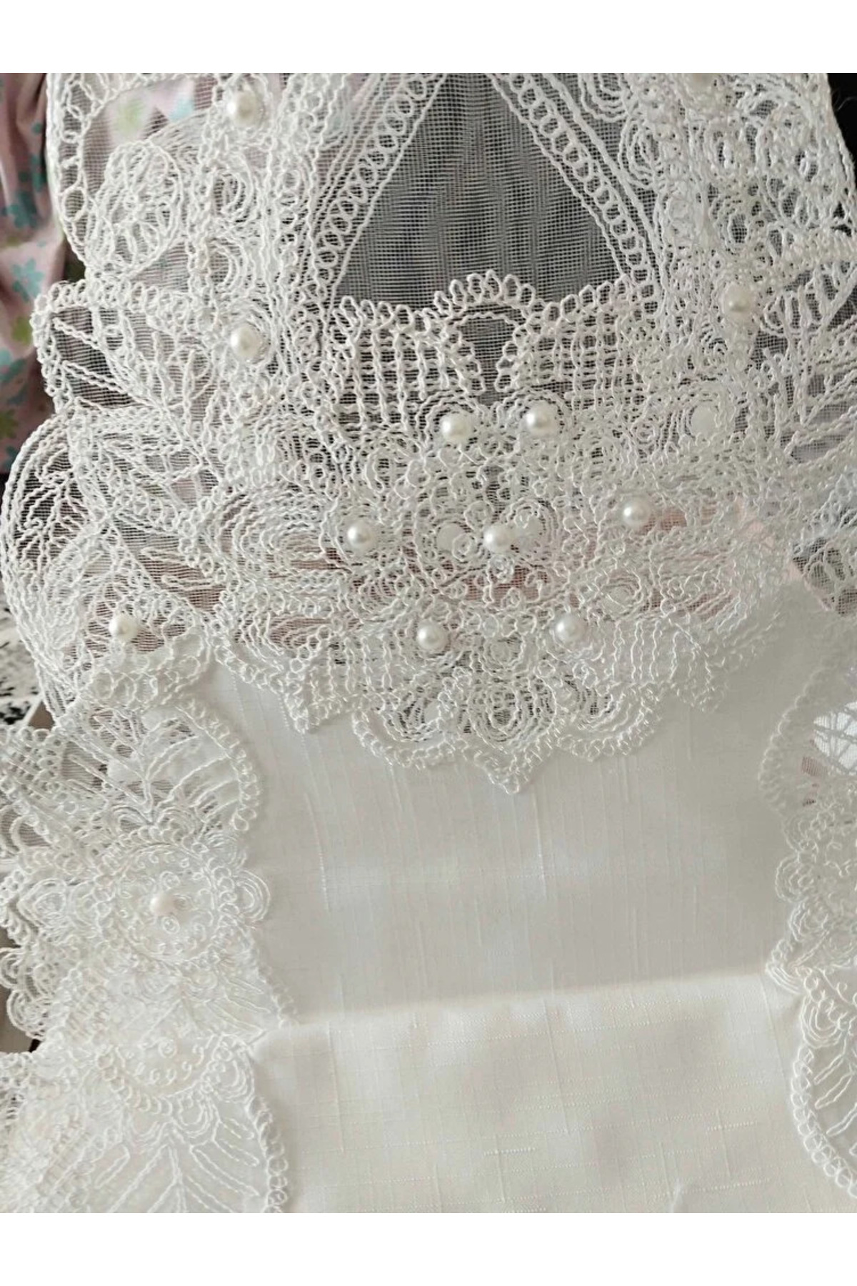 12 Kişilik Masa Örtüsü Takımı, Masa Seti 12 Kişilik 26 Parça 160x220cm Yarım Dantel