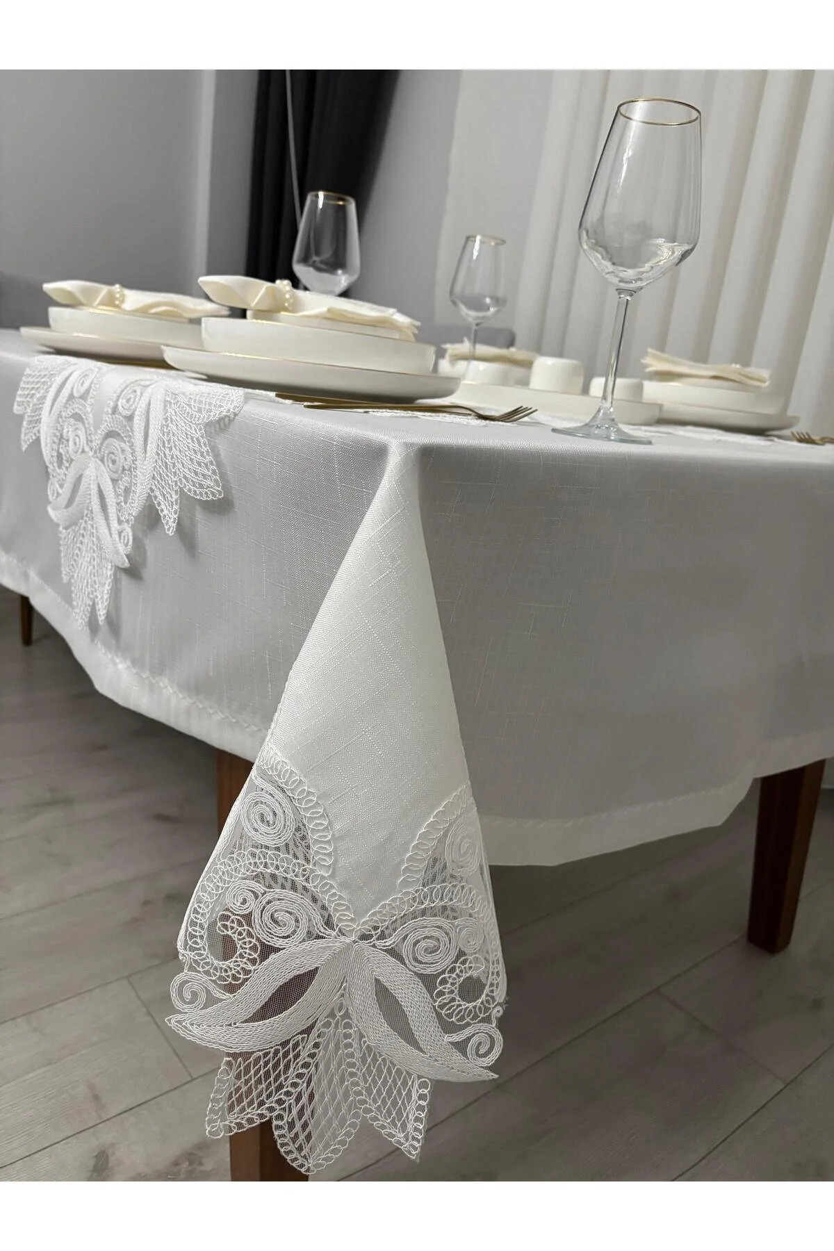 12 Kişilik Masa Örtüsü Takımı, Masa Seti 12 Kişilik 26 Parça 160x220cm