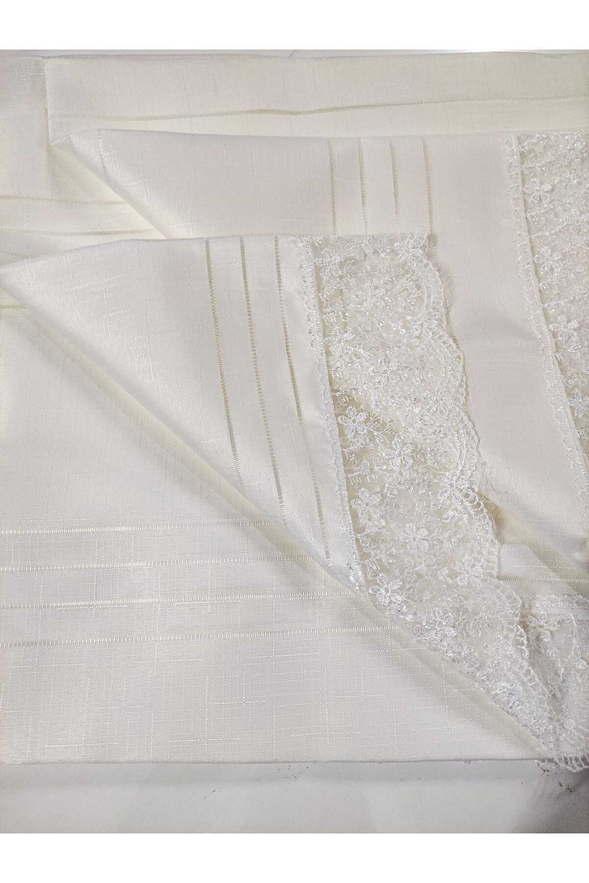 Dantelli, Çizgili Tek Masa Örtüsü Colber Dantelli Masa 160x220cm Tablecloth