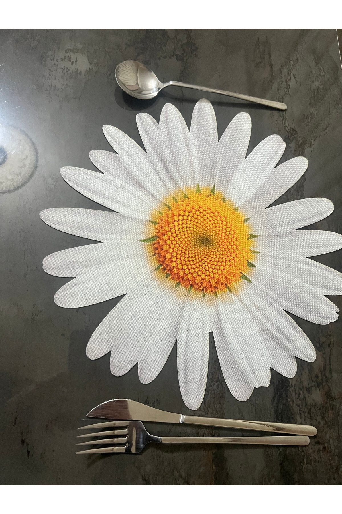 Papatya Desen Leke Tutmaz Gardenya Kumaş Altı Deri Digital Baskılı Amerikan Servis & Supla 6 Adet