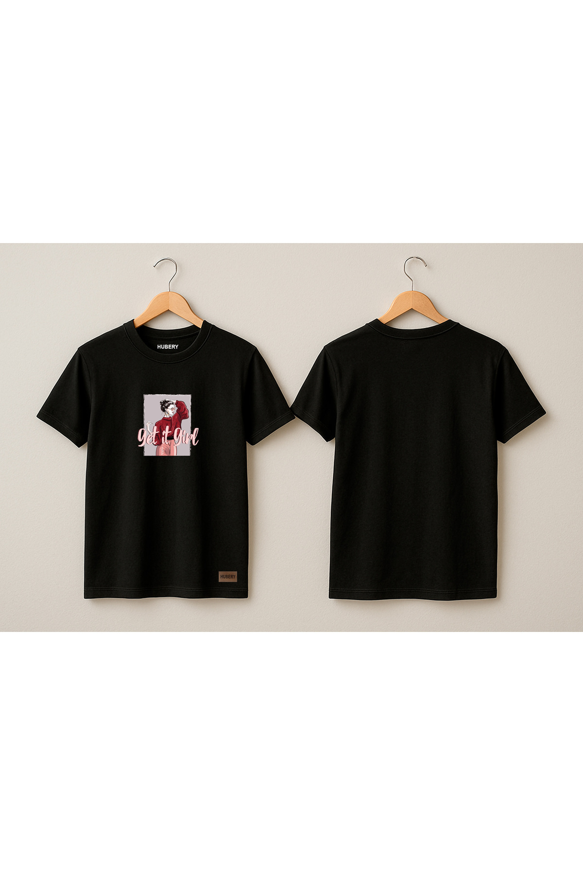 Kadın Relaxed Fit Tişört Get It Girl Yazılı İllüstrasyon Baskı – HUBERY