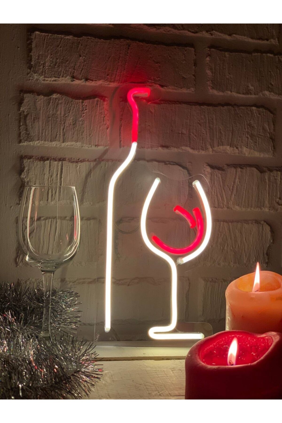 Şarap Şişesi Led Neon-duvar Dekorasyon- Gece Lambası