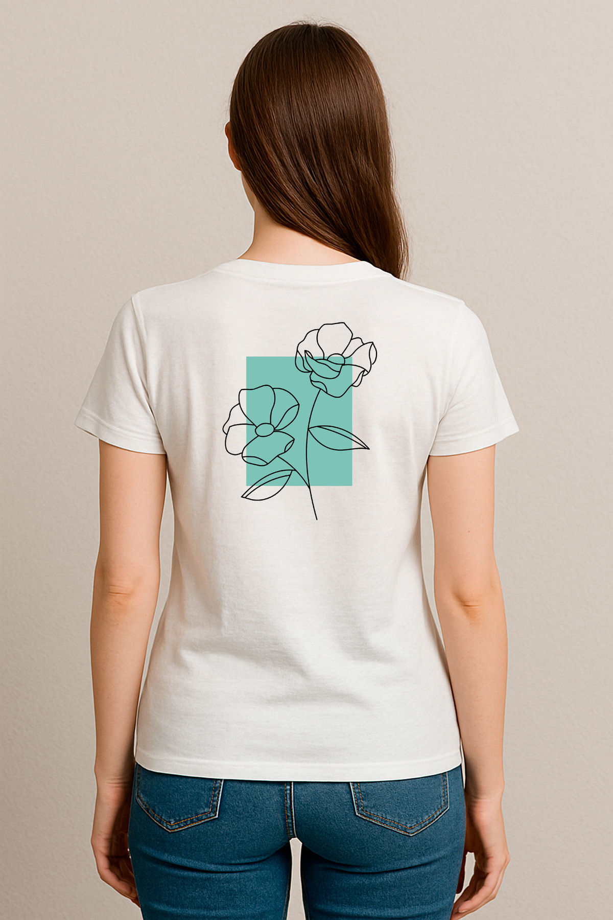 Kadın Relaxed Fit Tişört Flower Yazılı Çiçek Baskılı – HUBERY