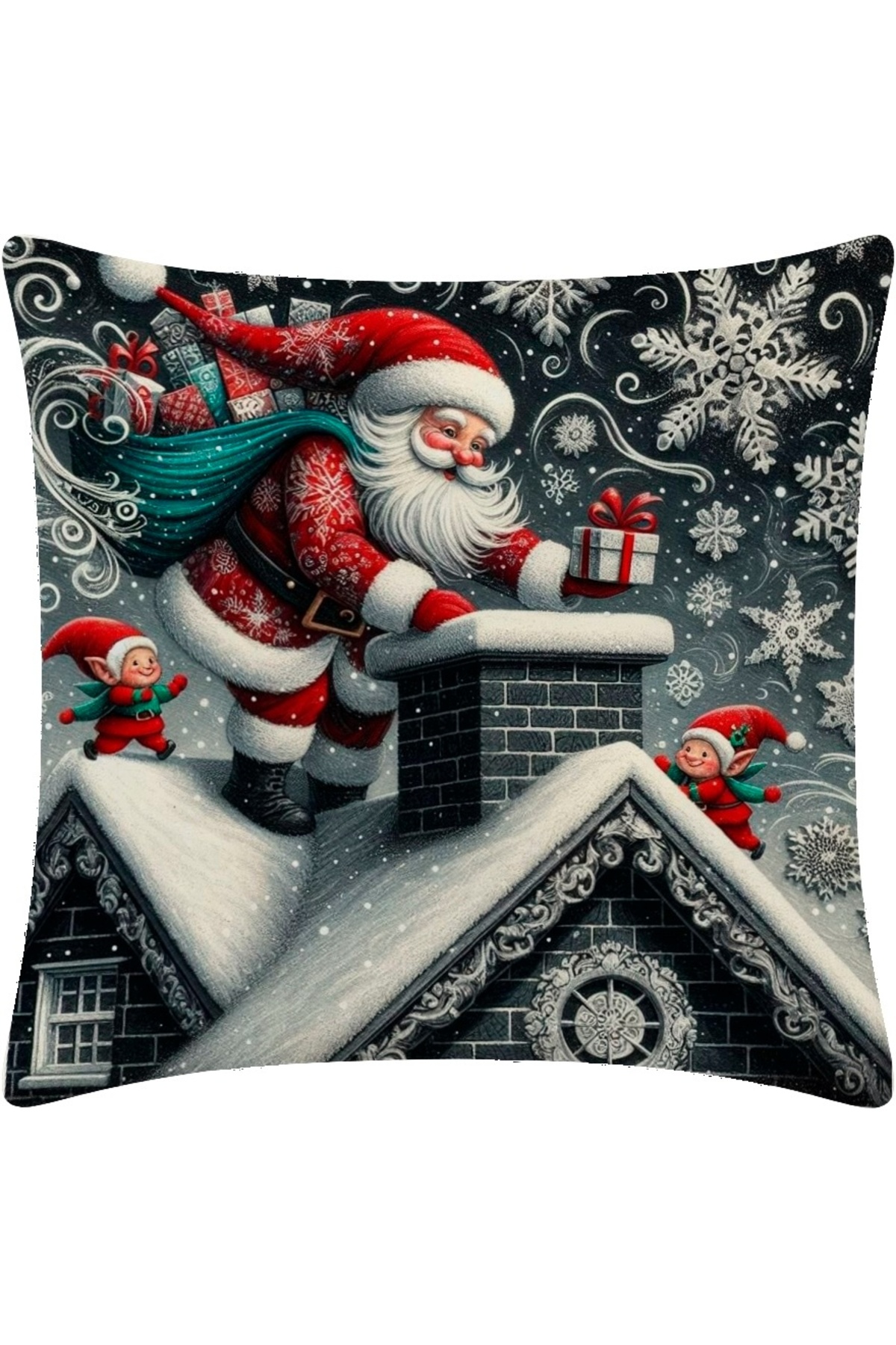 Digital Baskılı Christmas Desenli Dekoratif Kırlent Kılıfı 2'li Set
