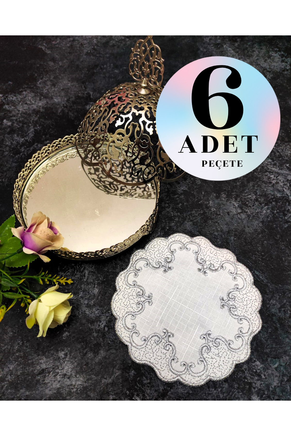 Sunumluk Peçete, Kokteyl Peçetesi, Kahve Yanı Sunumluk, Bardak Altlığı 6 Adet Sunum Peçetesi