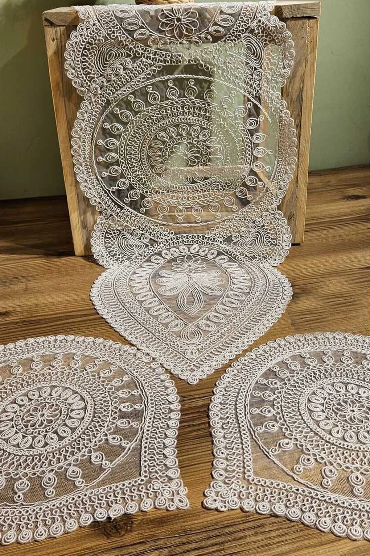 3 Parça Salon Sehpa Takımı, Masa Örtüsü 3 Parça Takım