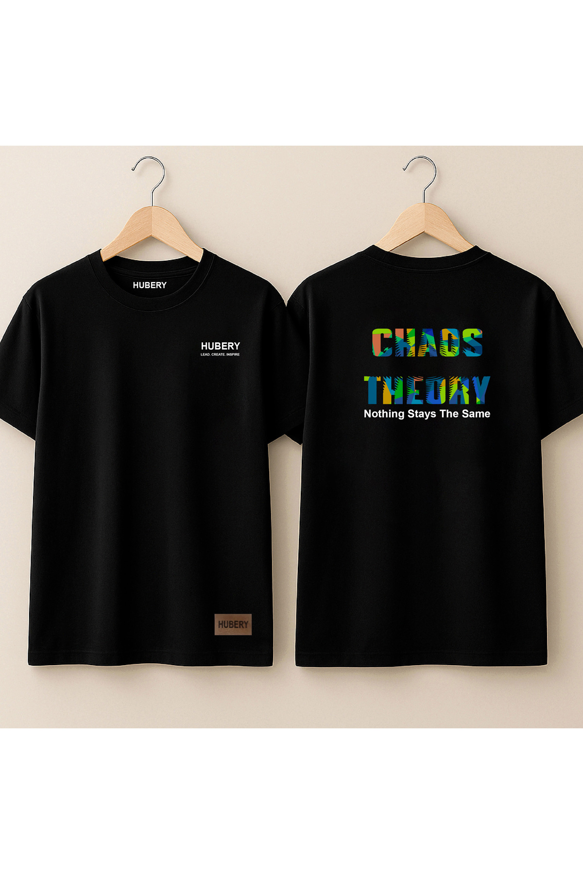 ERKEK BASKILI TİŞÖRT - CHAOS THEORY YAZILI, RELAXED FIT/HUBERY