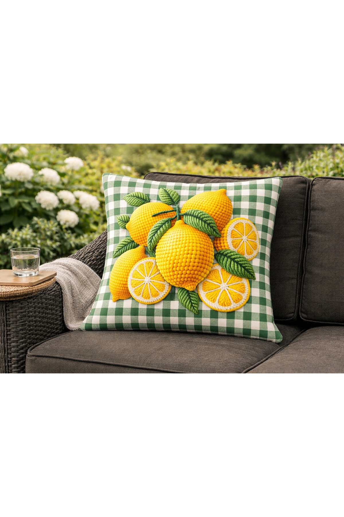 Pitikare Zeminli Limon Desenli Dekoratif Kırlent Kılıfı 1 Adet