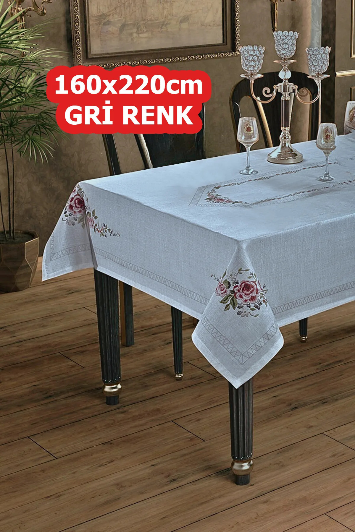 Masa Örtüsü, Dijital Baskılı Kanaviçe Tek Masa Örtüsü, Desenli Leke Tutmaz 120x160cm Masa Örtüsü