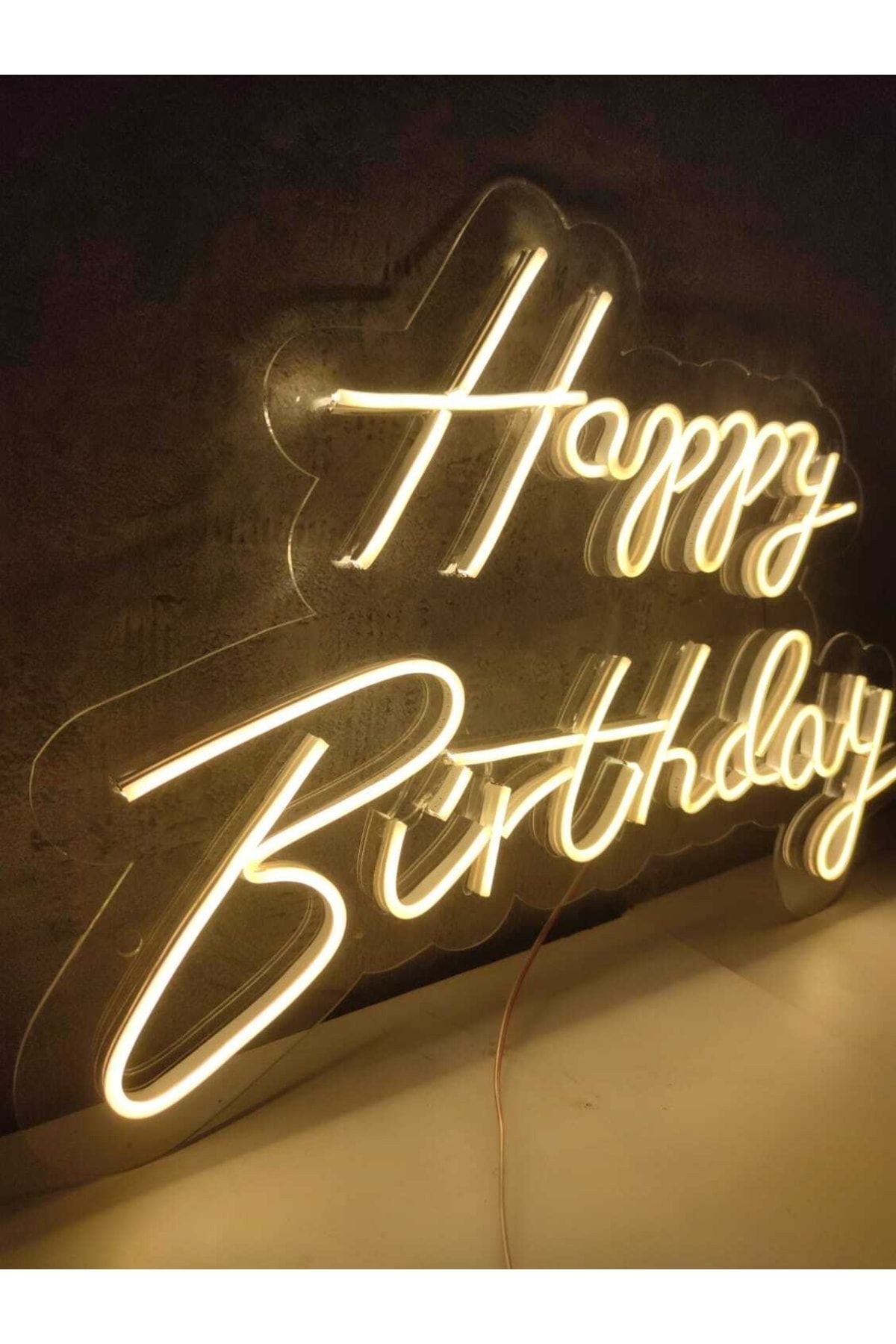 Happy Birthday Doğum Günü Neon Yazı Dekoratif Işık Organizasyon Arka Plan Aydınlatma 45 x 25 Cm