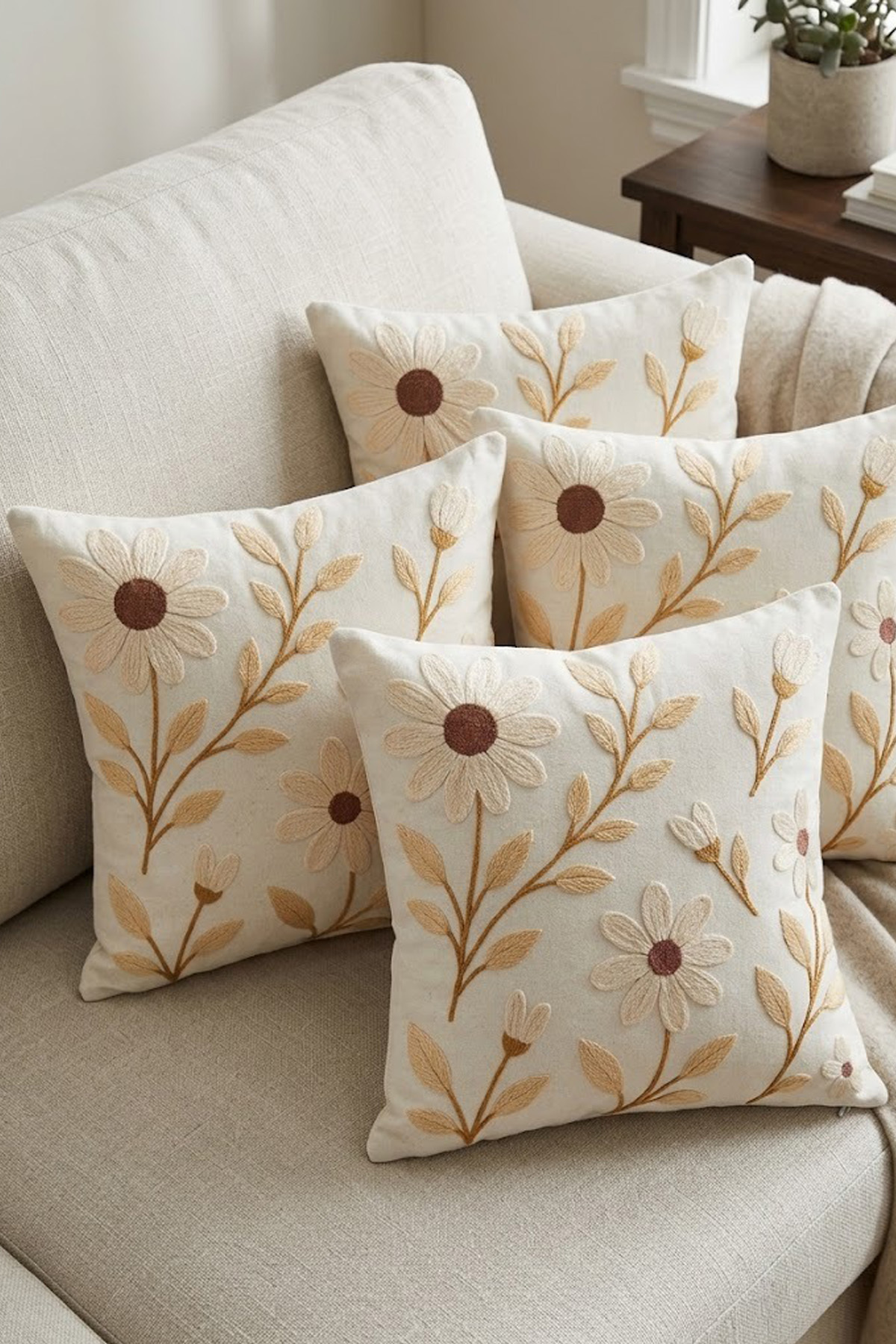 4lü Kırlent Kılıfı, Dijital Baskılı Çift Taraflı Kırlent Kılıfı 45x45cm