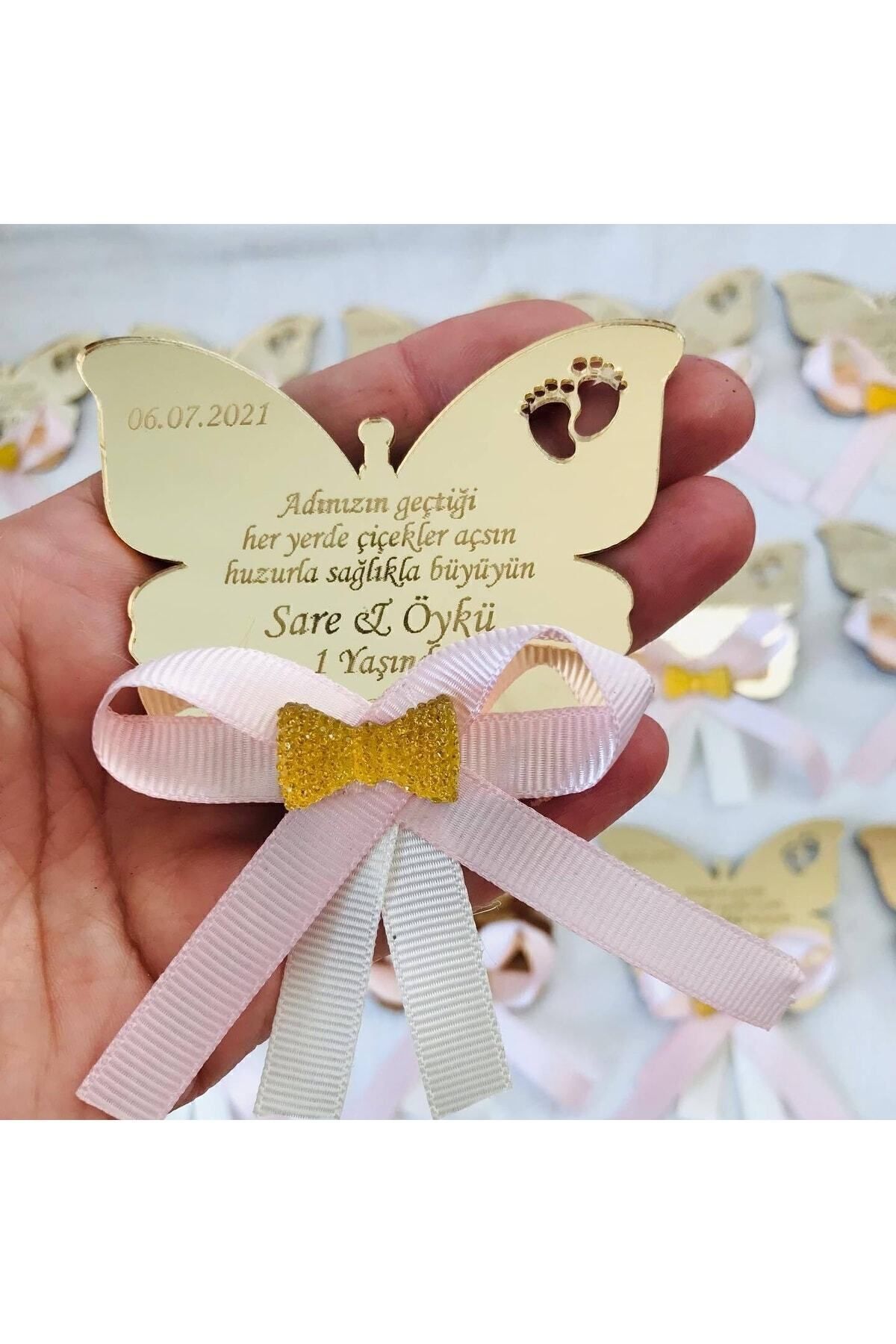 20 Adet Pleksi Kelebek Magnet Yenidoğan Bebek, Doğum Günü,düğün,söz,nişan,nikah Magnet.