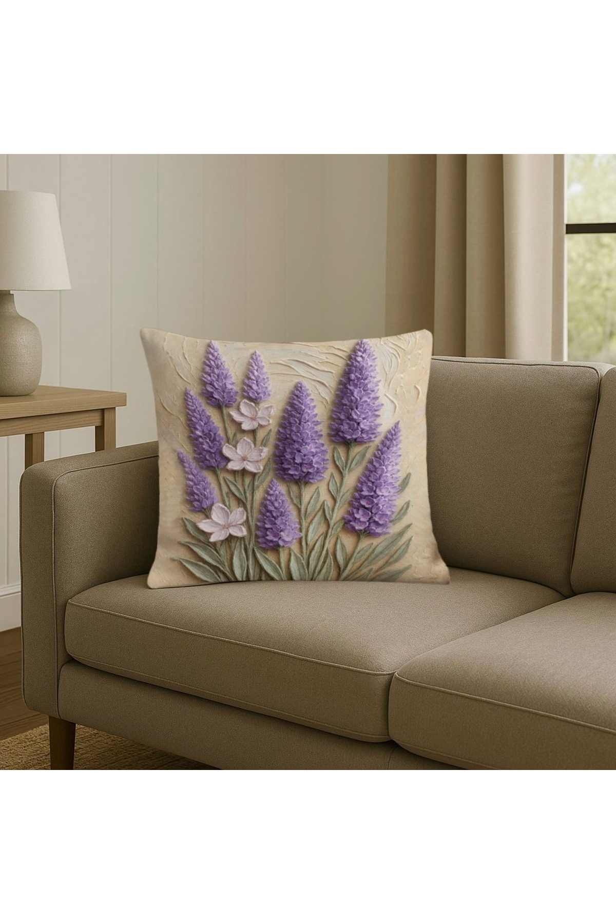 Digital Baskılı Sümbül Desenli Dekoratif Kırlent Kılıfı