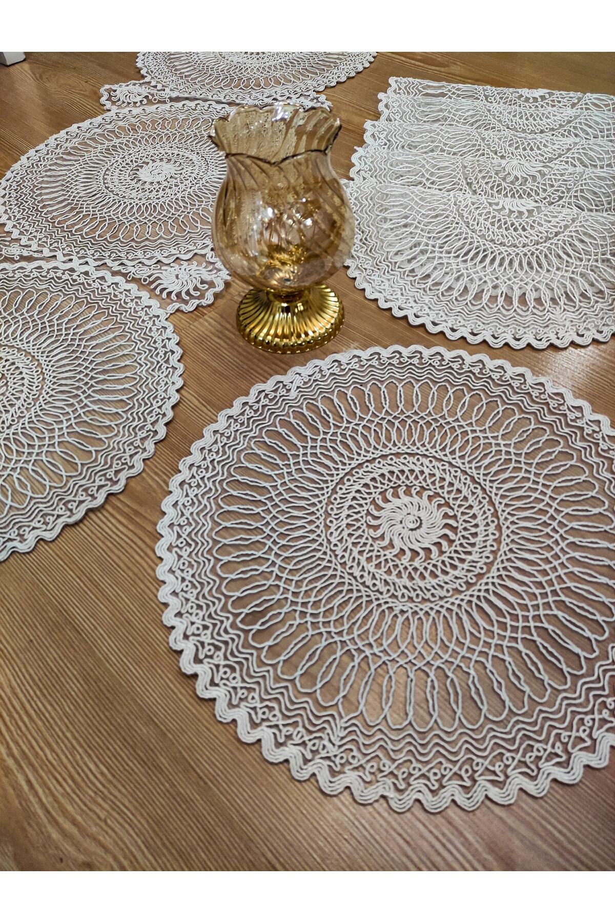 Yemek Masası Örtüsü Runner Ve Supla - 1 Runner-6 Supla Ekru