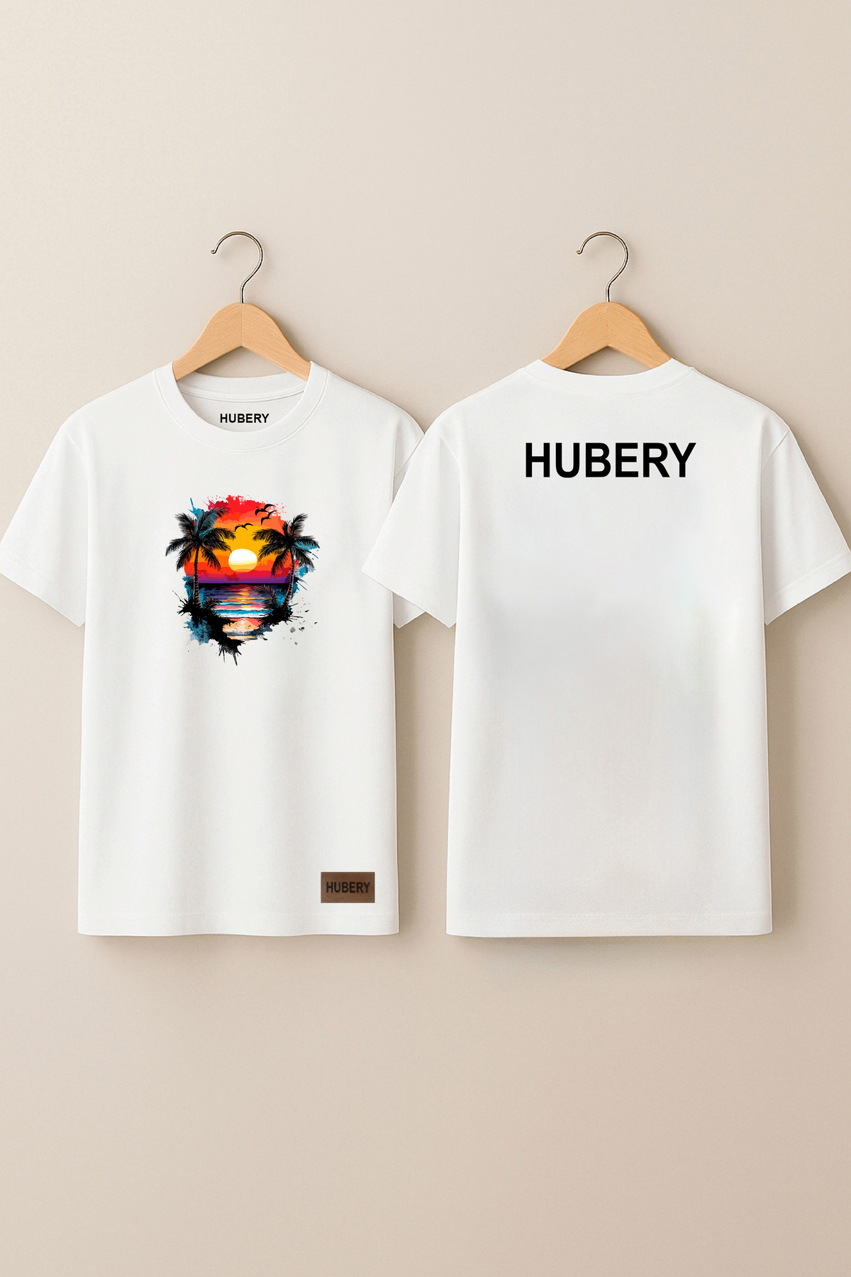 Erkek Relaxed Fit Tişört Tropikal Palmiye Baskılı – HUBERY