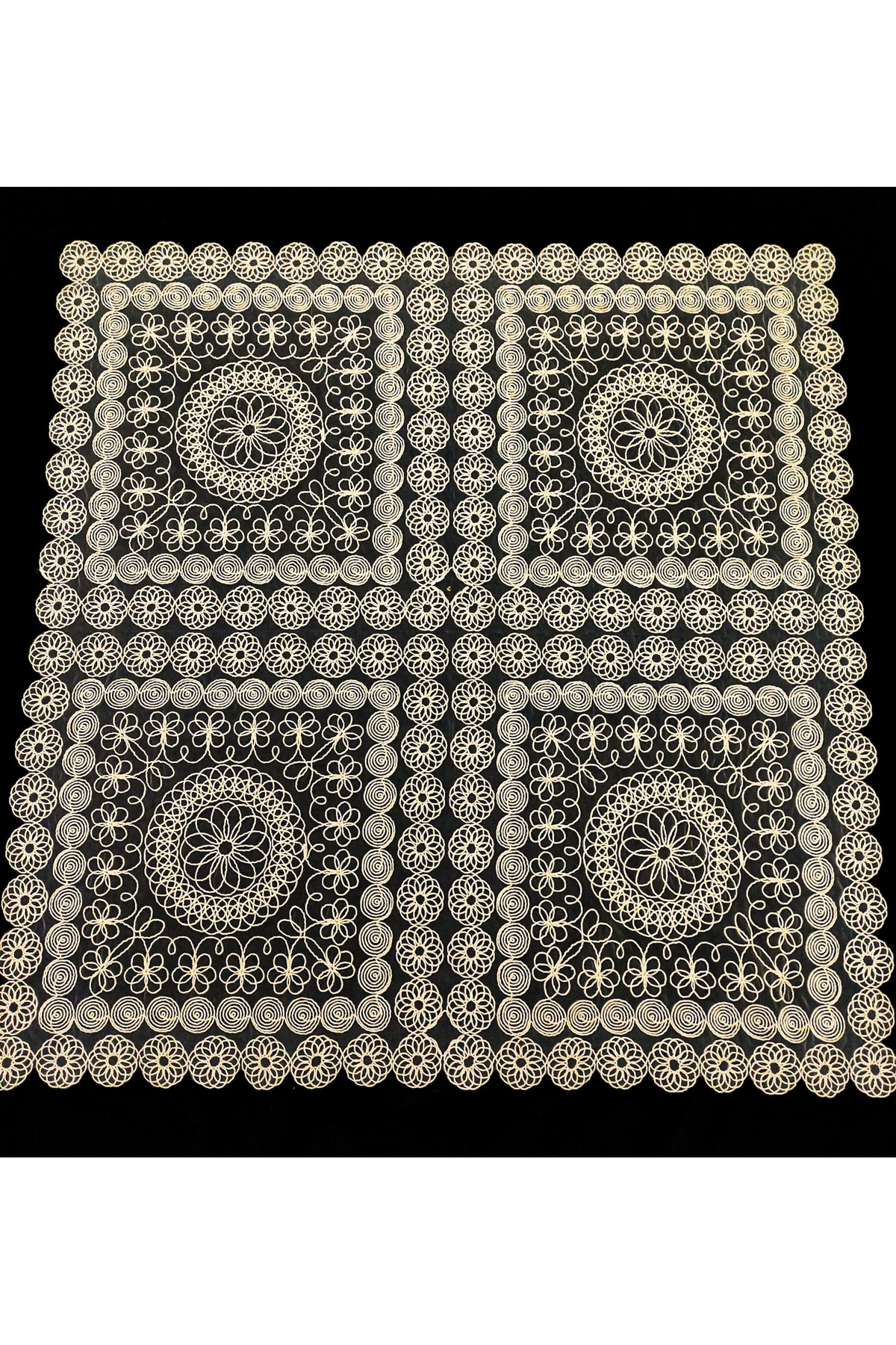 Fransız Dantel Tek Fiskos 100x100cm, Sehpa Örtüsü Fiskos