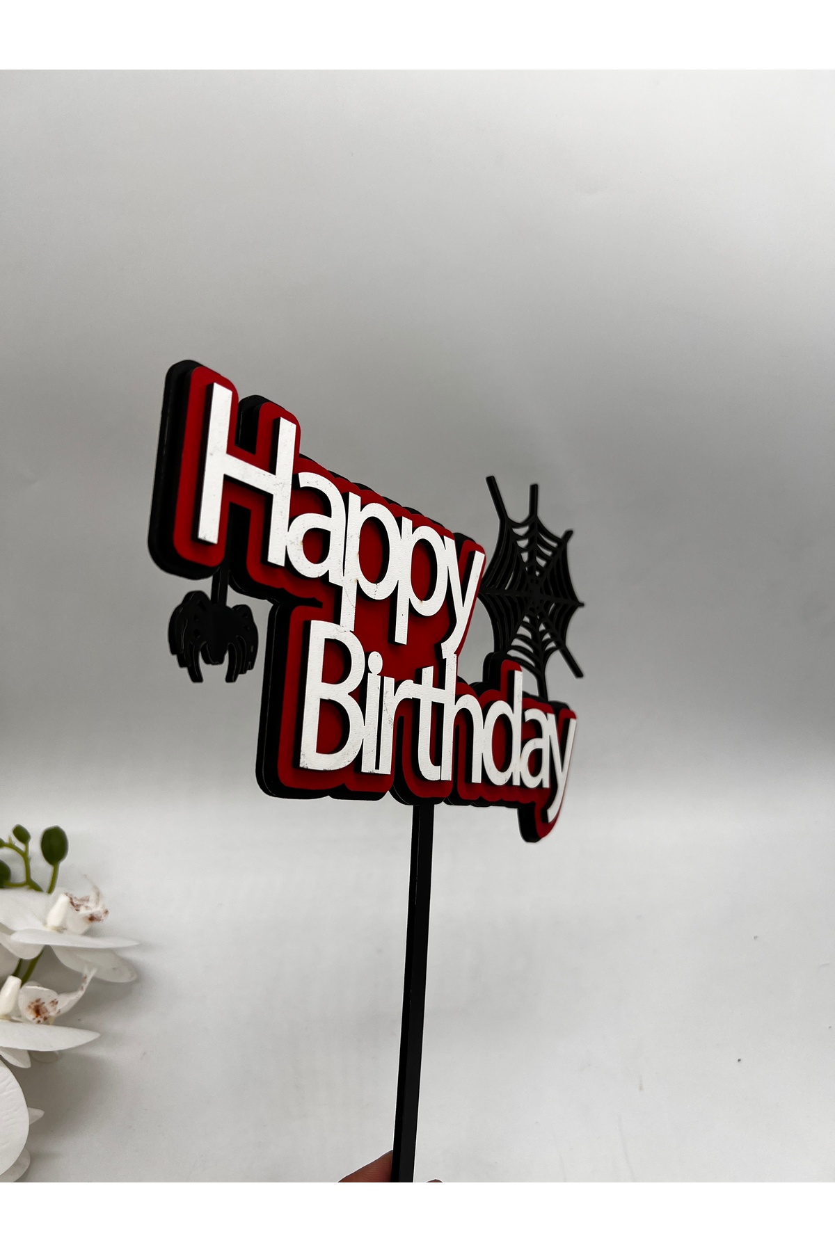Happy Birthday Pasta Süsü Örümcek Konseptli - Wednesday, Mutlu Yıllar
