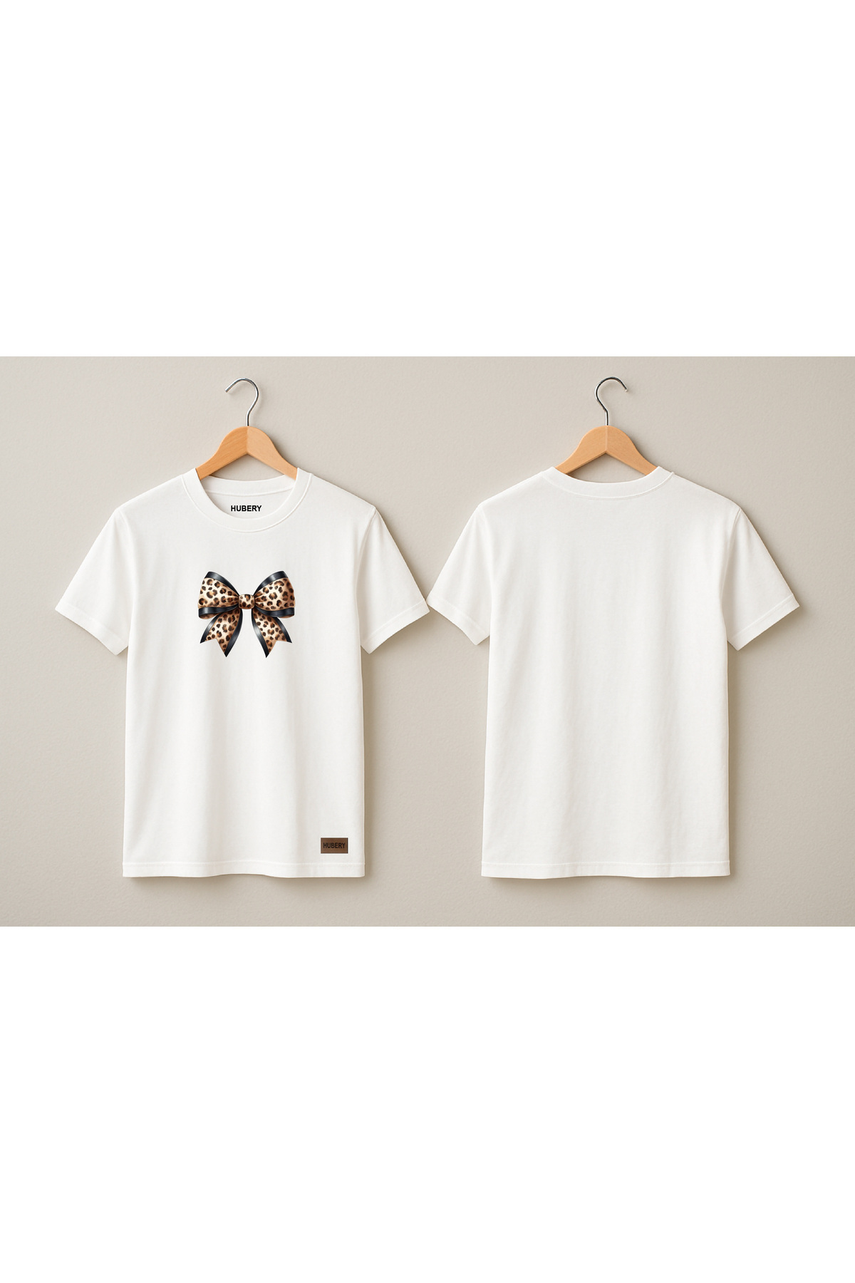 Kadın Relaxed Fit Tişört Leopar Fiyonk Baskılı – HUBERY