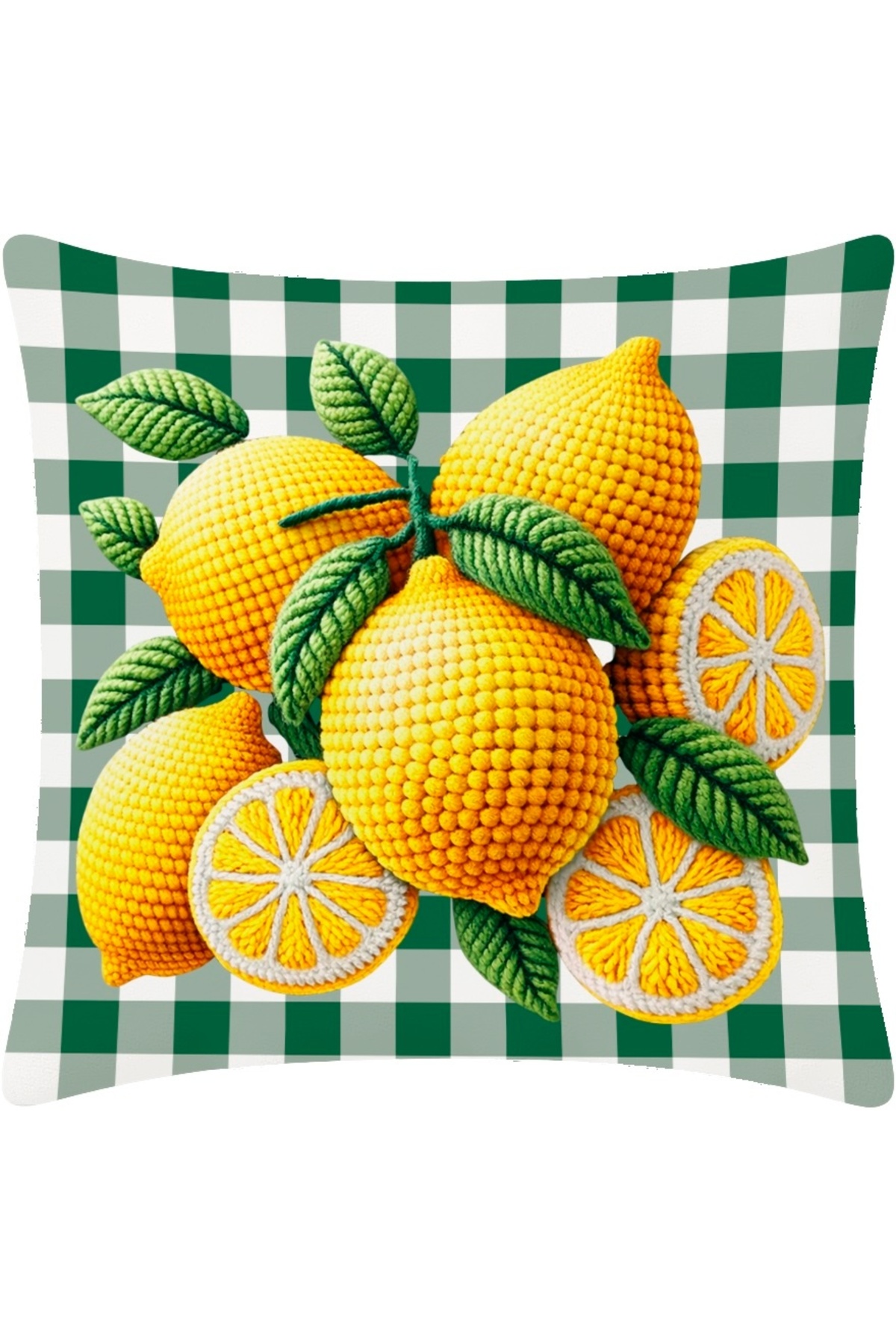 Pitikare Zeminli Limon Desenli Dekoratif Kırlent Kılıfı 1 Adet