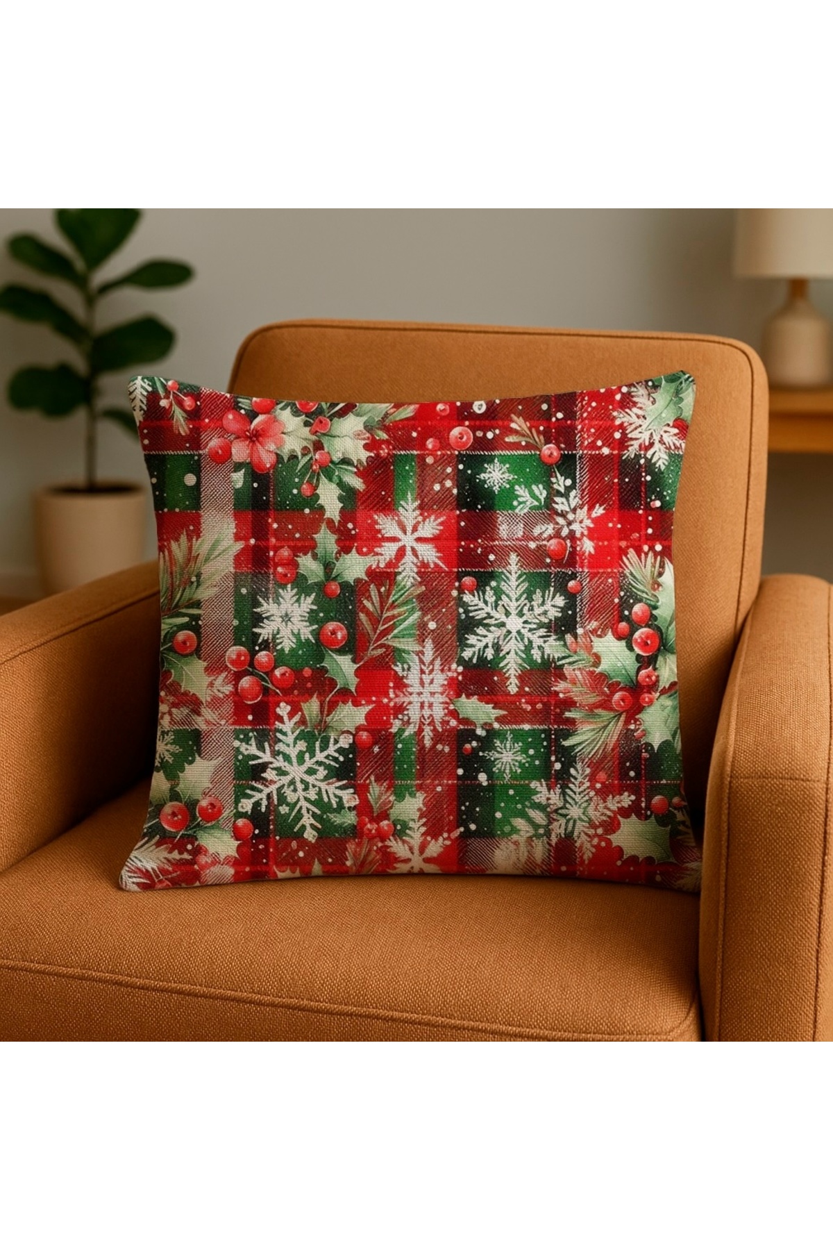 Digital Baskılı Noel Desenli Dekoratif Kırlent Kılıfı 2' li Set