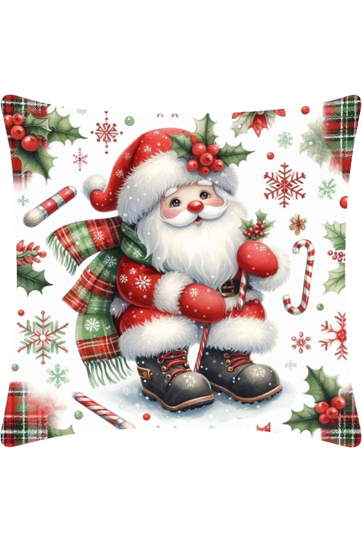 Digital Baskılı Noel Desenli Dekoratif Kırlent Kılıfı 2' li Set
